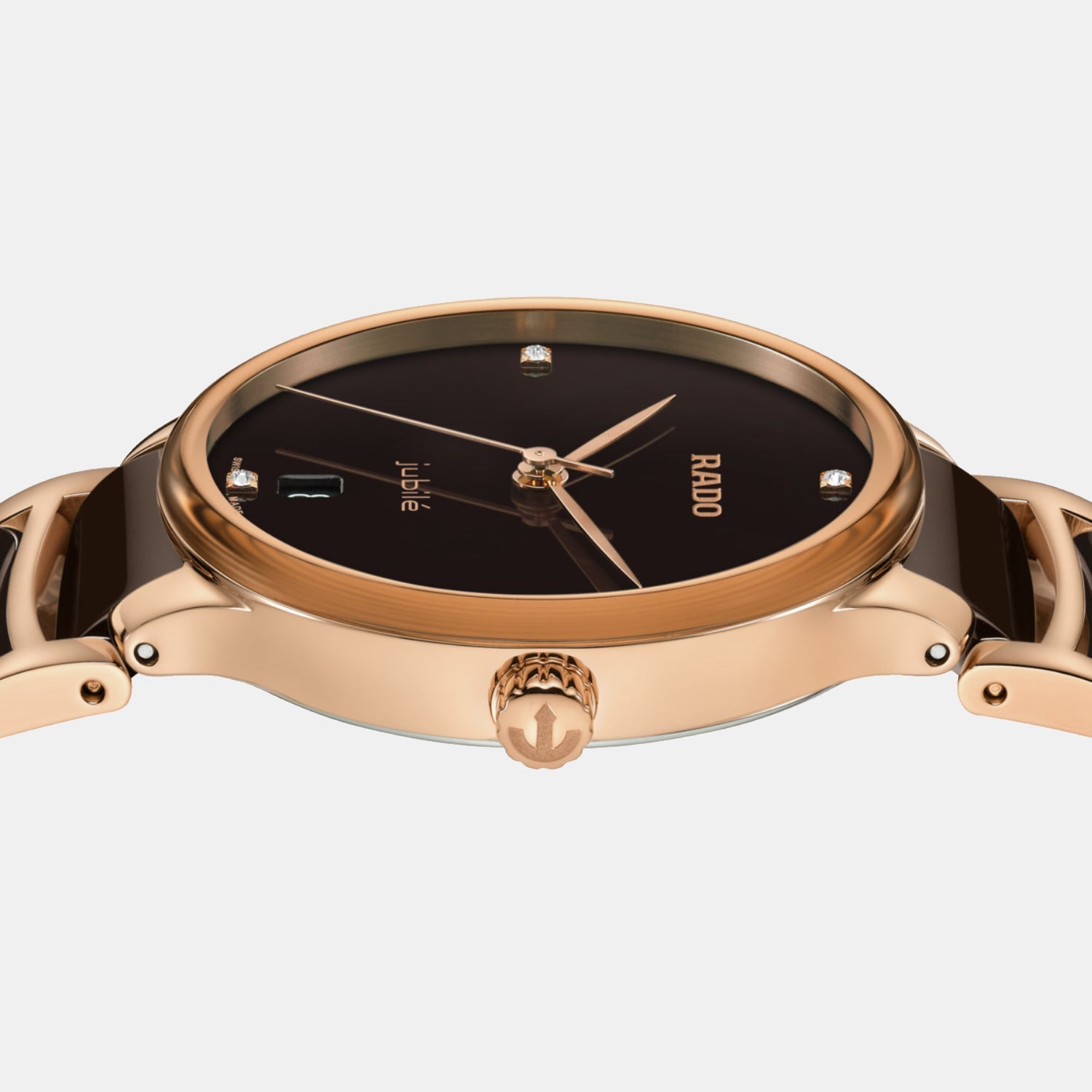 Rado Centrix Women Quartz Brown Dial Analog Ceramic Watch R30038712 - view 3