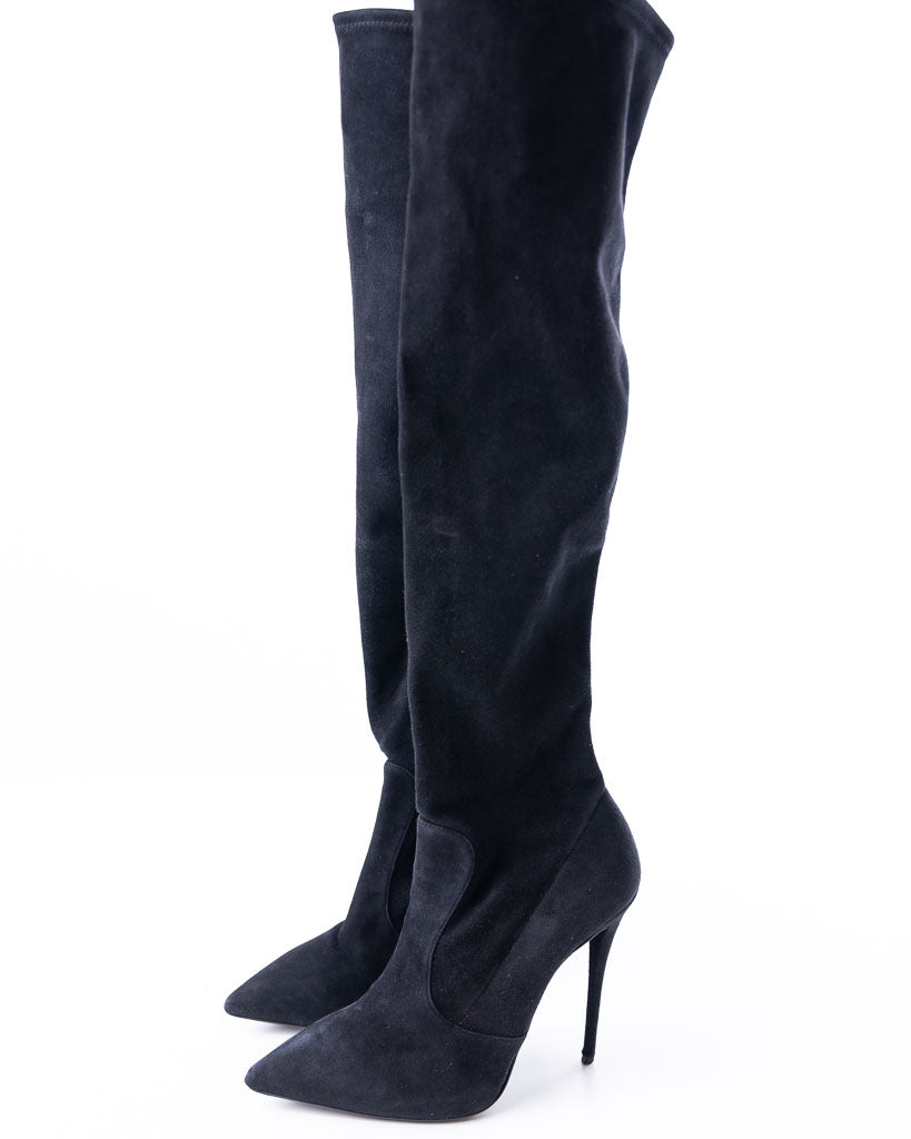 Giuseppe Zanotti Velvet Knee High Length Heeled Boots - view 2