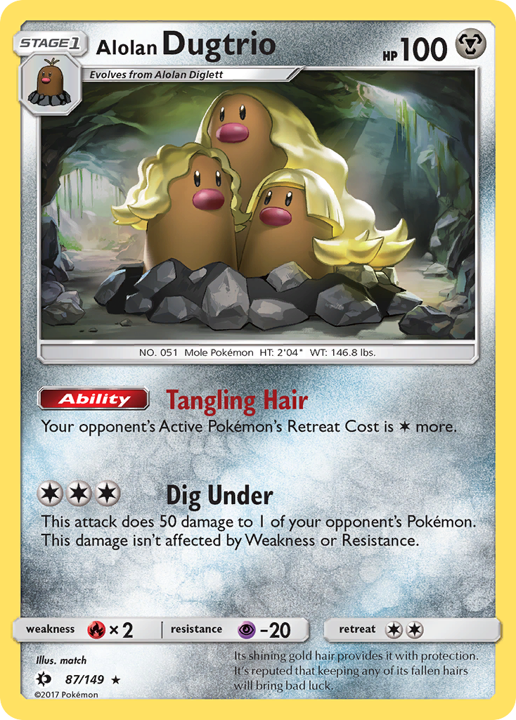 Rare holo sm1-87 – Pokémon Alolan Dugtrio - 87/149 - Rare Holo [sm1-87] [Reverse Holo] - Alolan Dugtrio - 87/149 - Rare Holo