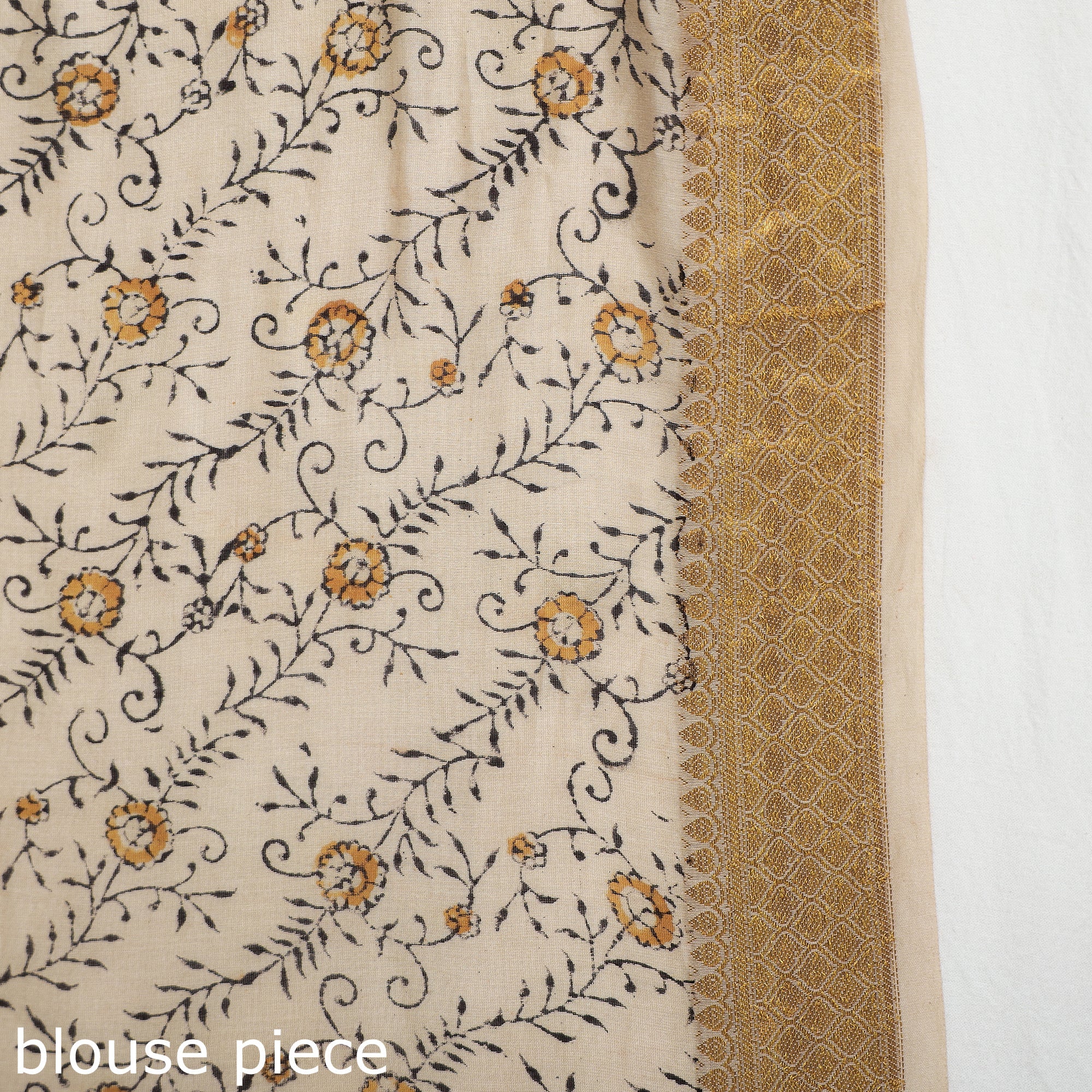 VENKATA BHANU KALAMKARI PEDANA Brown - Original Pedana Kalamkari Block Print Silk Saree - view 5