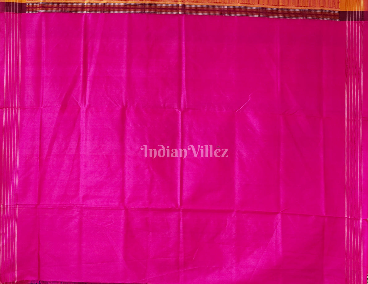 IndianVillèz Yellow Fish Motif Berhampuri Silk Patta Saree with Double Pallu - view 5