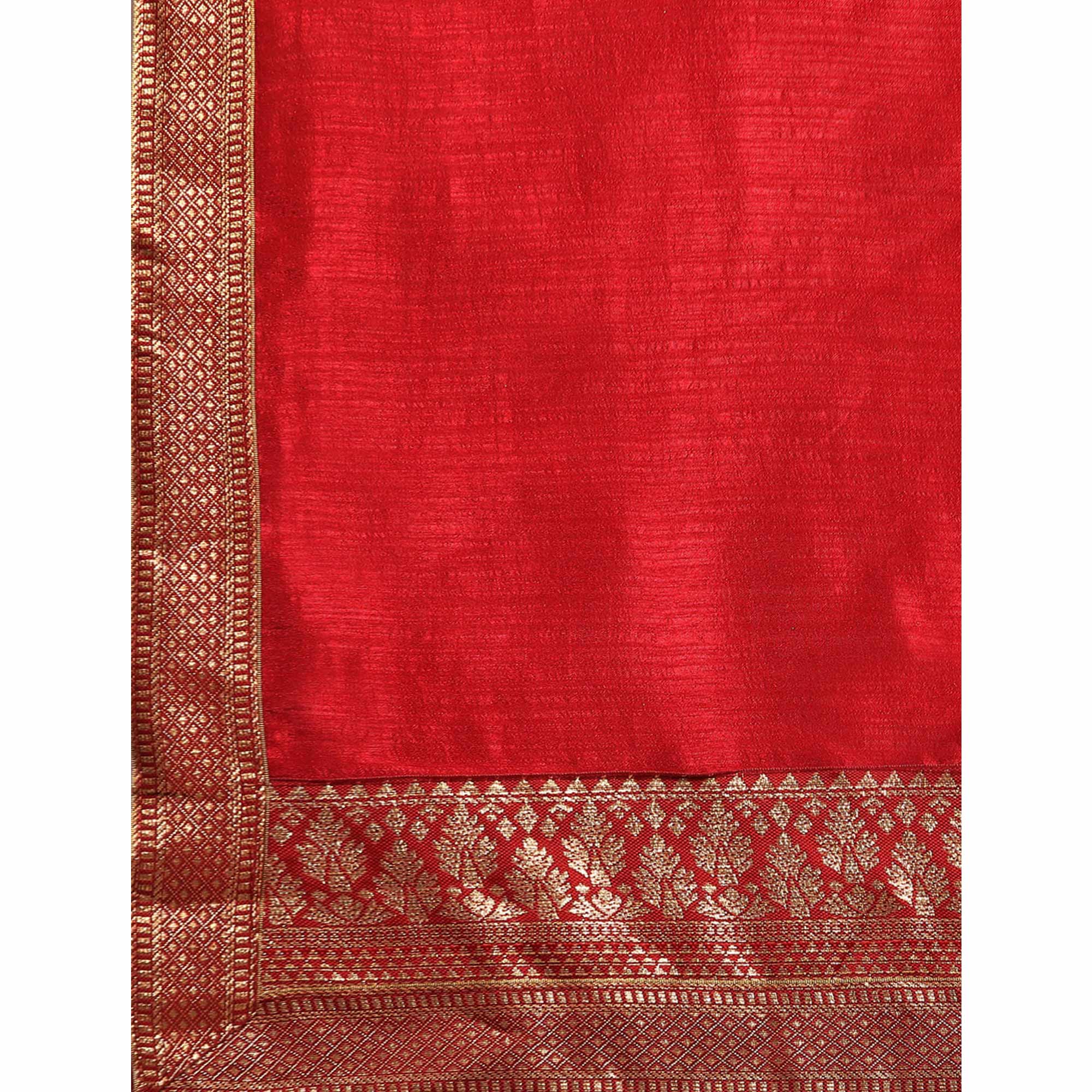 Peachmode Maroon Solid Vichitra Silk Saree With Fancy Zari Border - view 6