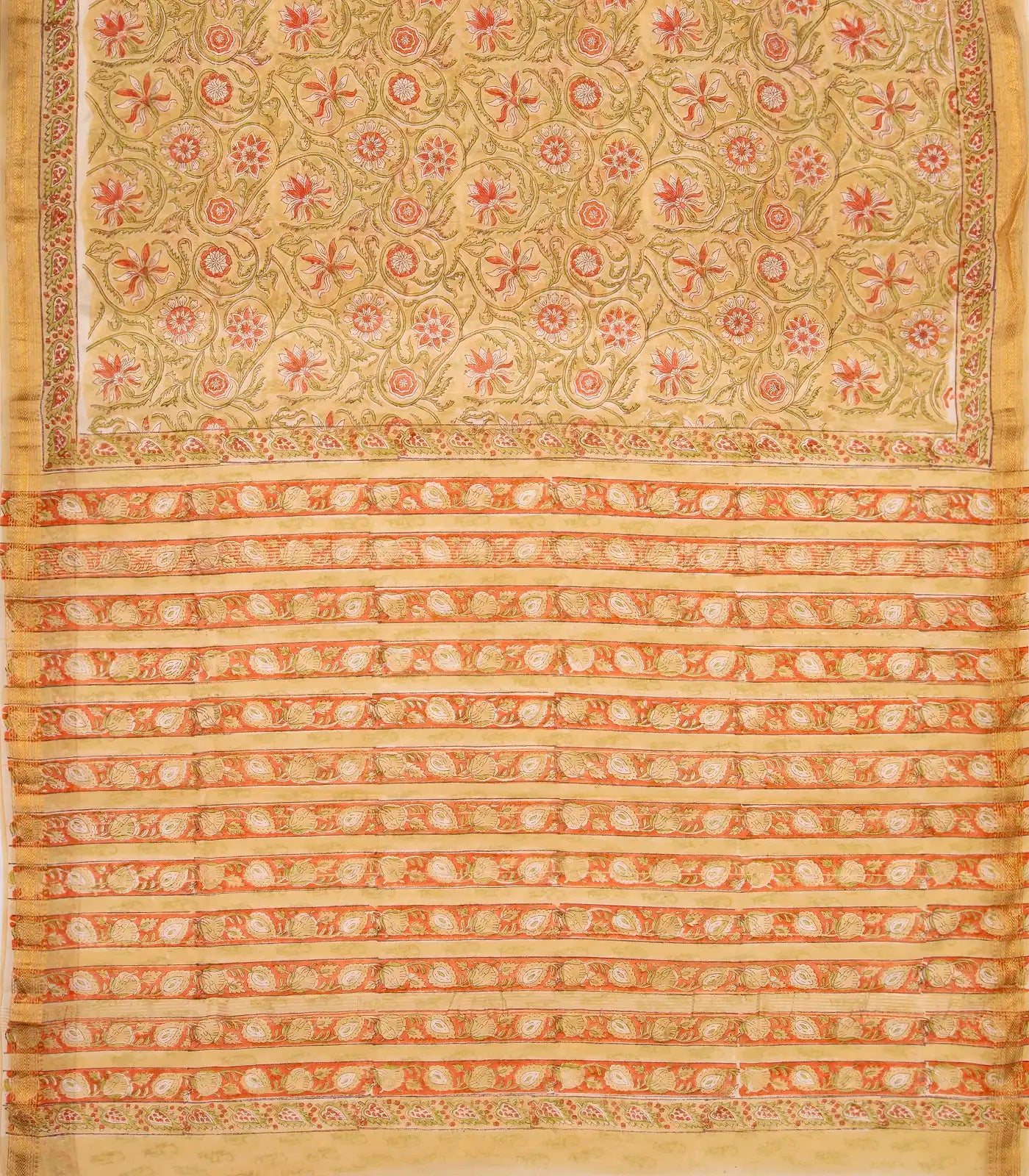 RmKV Sandal Handloom Chanderi Cotton Saree With Printed Floral Motif - view 2