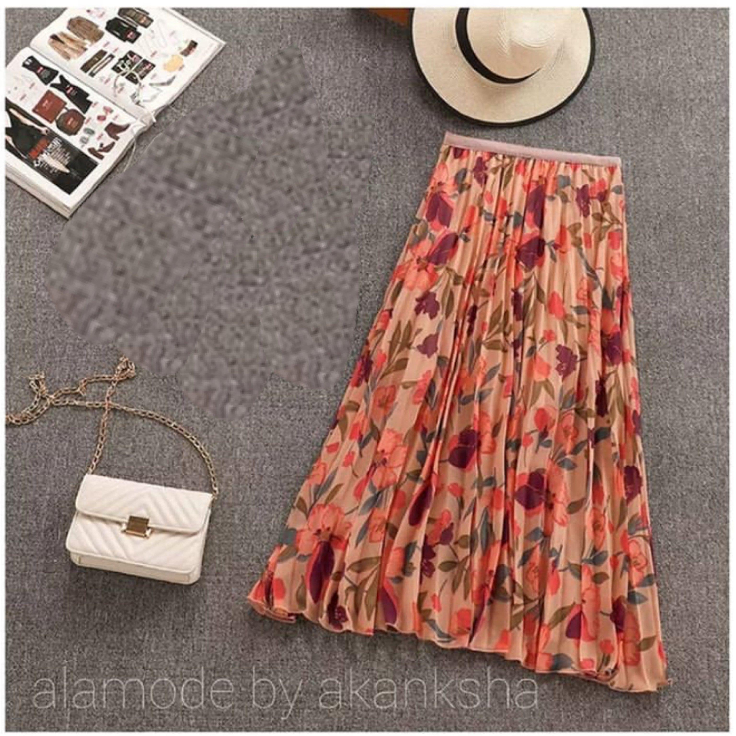 Alamode By Akanksha Floral Glam Skirt – Orange