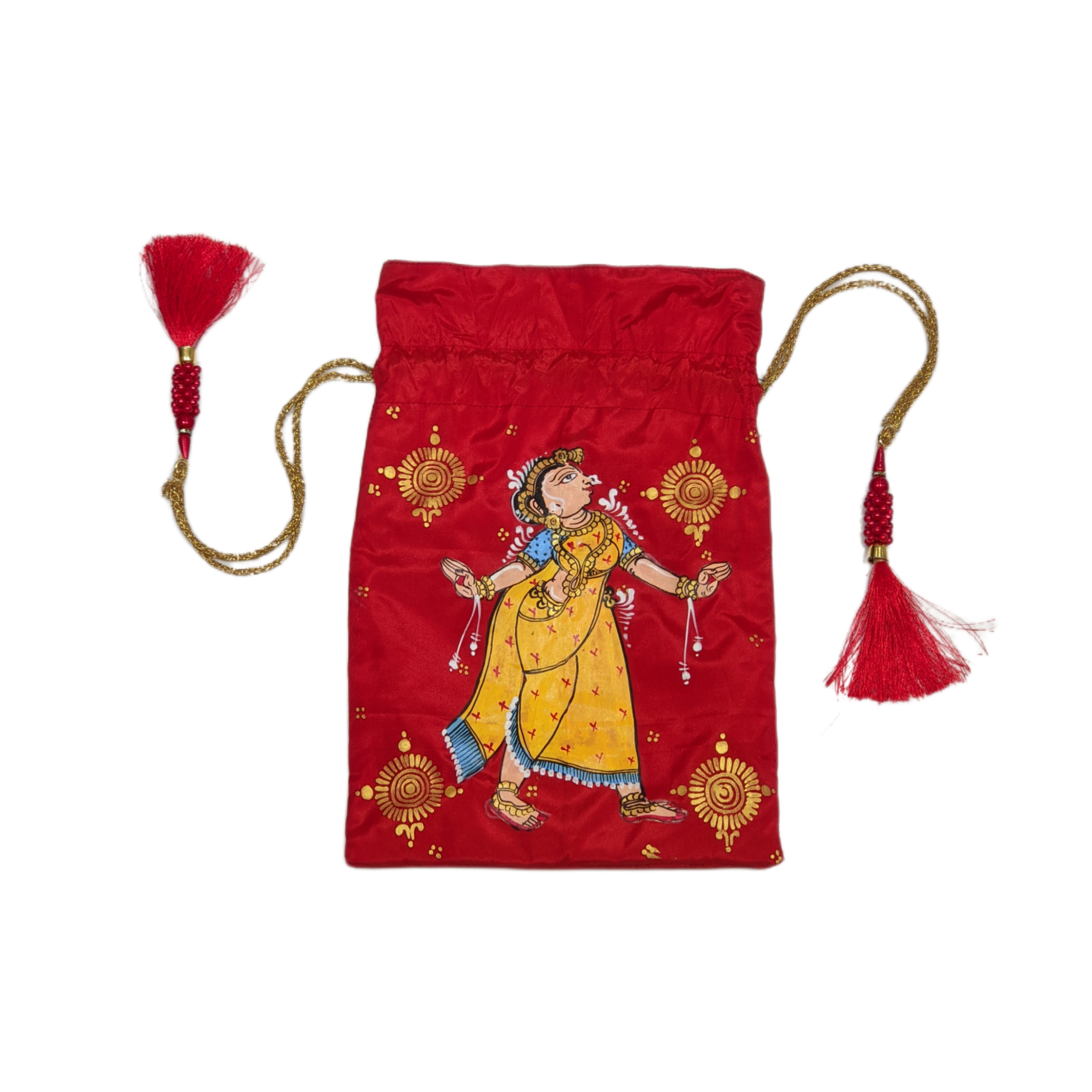 IndianVillèz Red Yellow Pattachitra Potli Bag - view 2