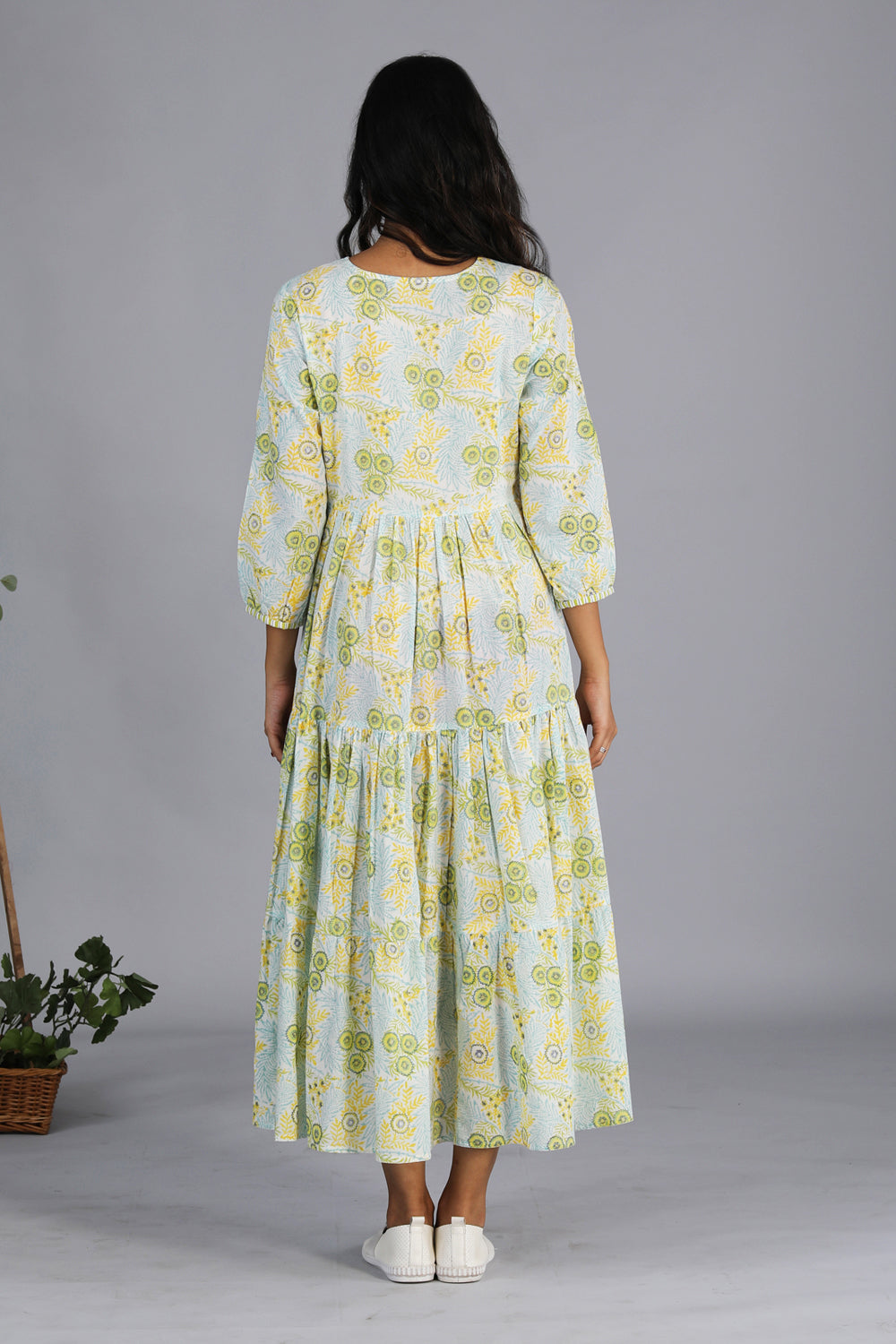 Kalanjali Ethnics Hand block printed tiered dress - view 7