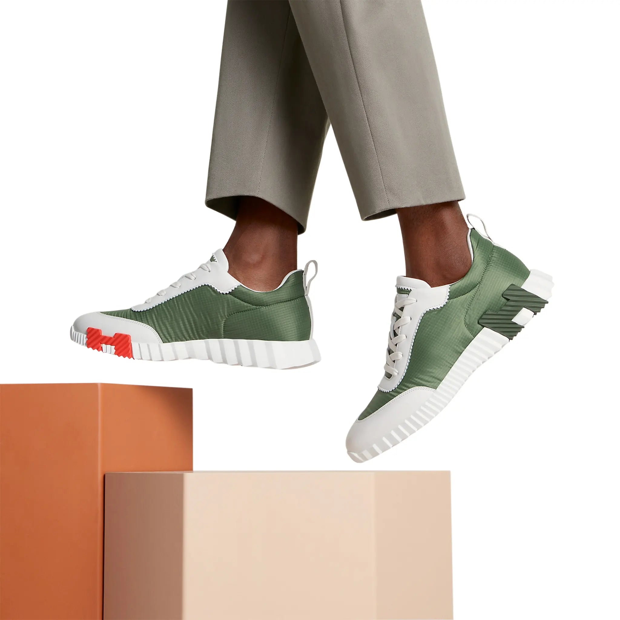 Hermès Paris Ripstop Bouncing Sneaker Matcha White - view 6