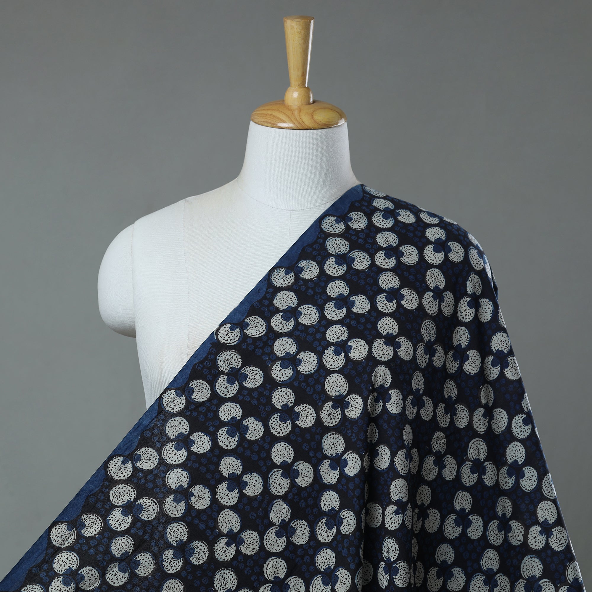 BAGRU DABU PRINTS Blue - Dabu Bagru Block Print Cotton Fabric 35