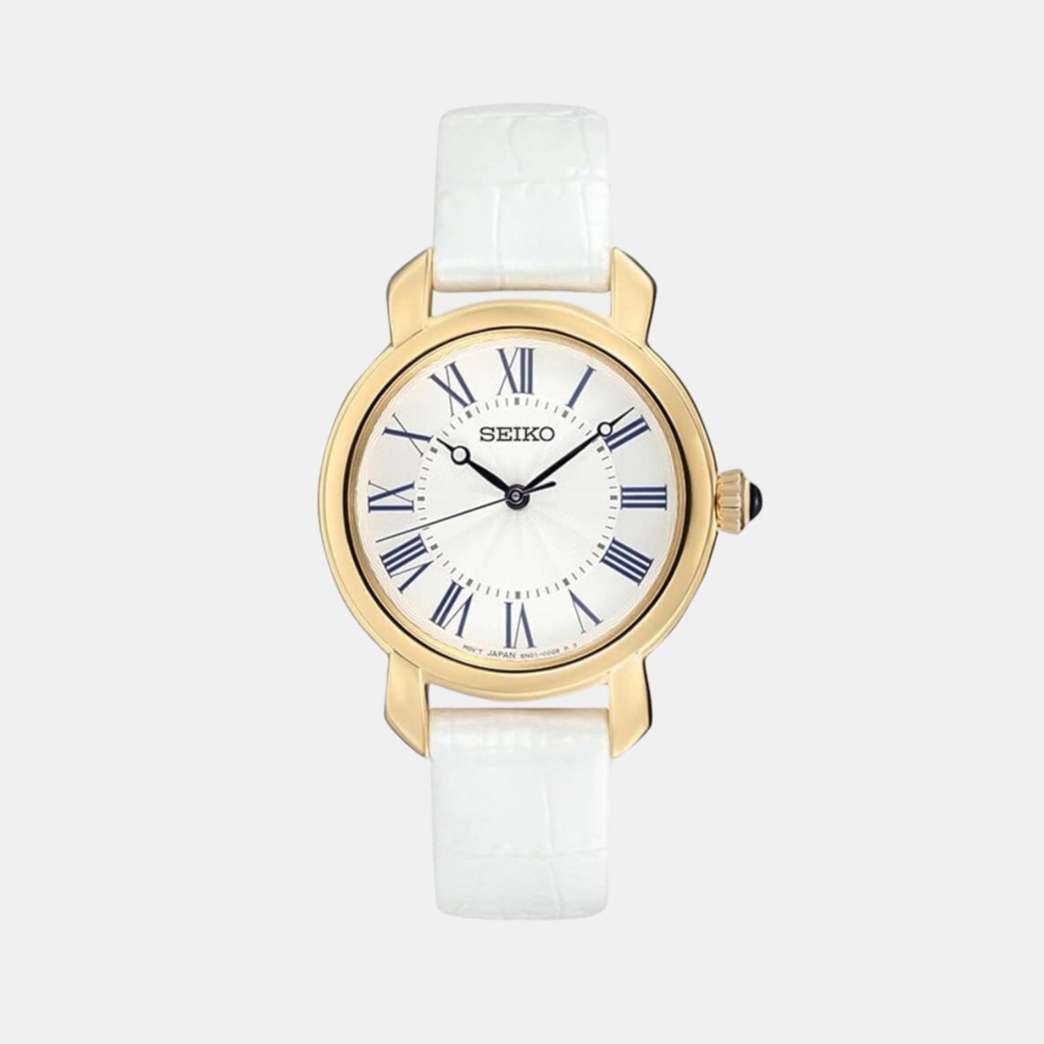 Seiko Dress Women Quartz White Dial Analog Leather Watch SUR626P2