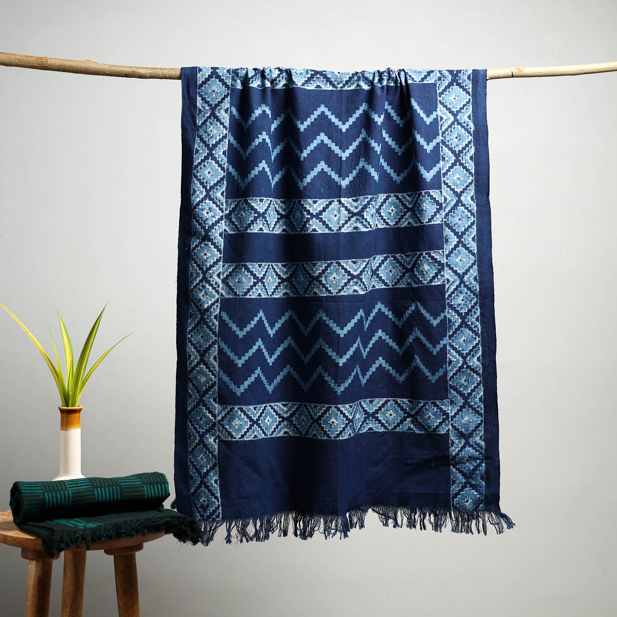 HAVELI CHRONICLES Blue - Akola Block Print Pure Handloom Cotton Towel 08