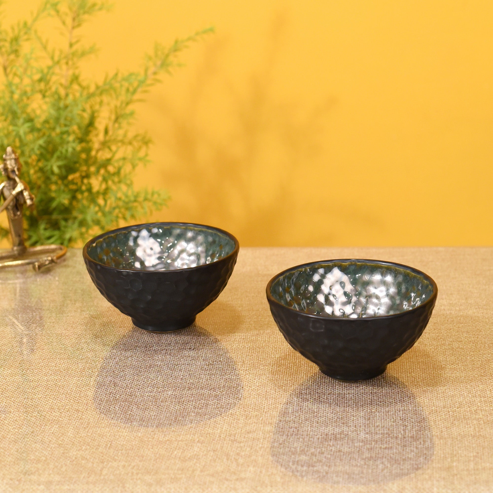 ART CREATIONS BY SUMAN SONTHALIA Black - Crater Snacking Bowls Set of 2