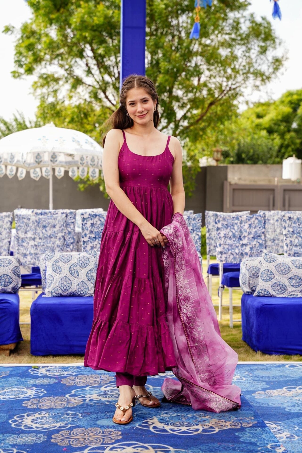 Idaho-o Anupriyaa Purple Silk set