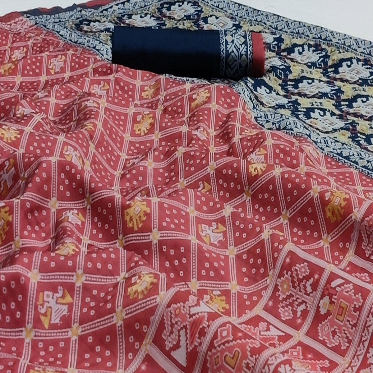 Peachmode Gajri Pink Festive Wear Woven Soft Silk Patola Saree - view 2