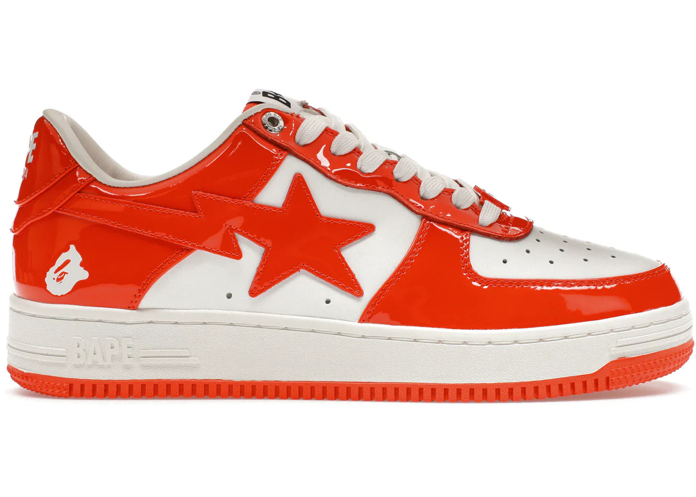 A Bathing Ape Bape Sta Patent Leather Orange White