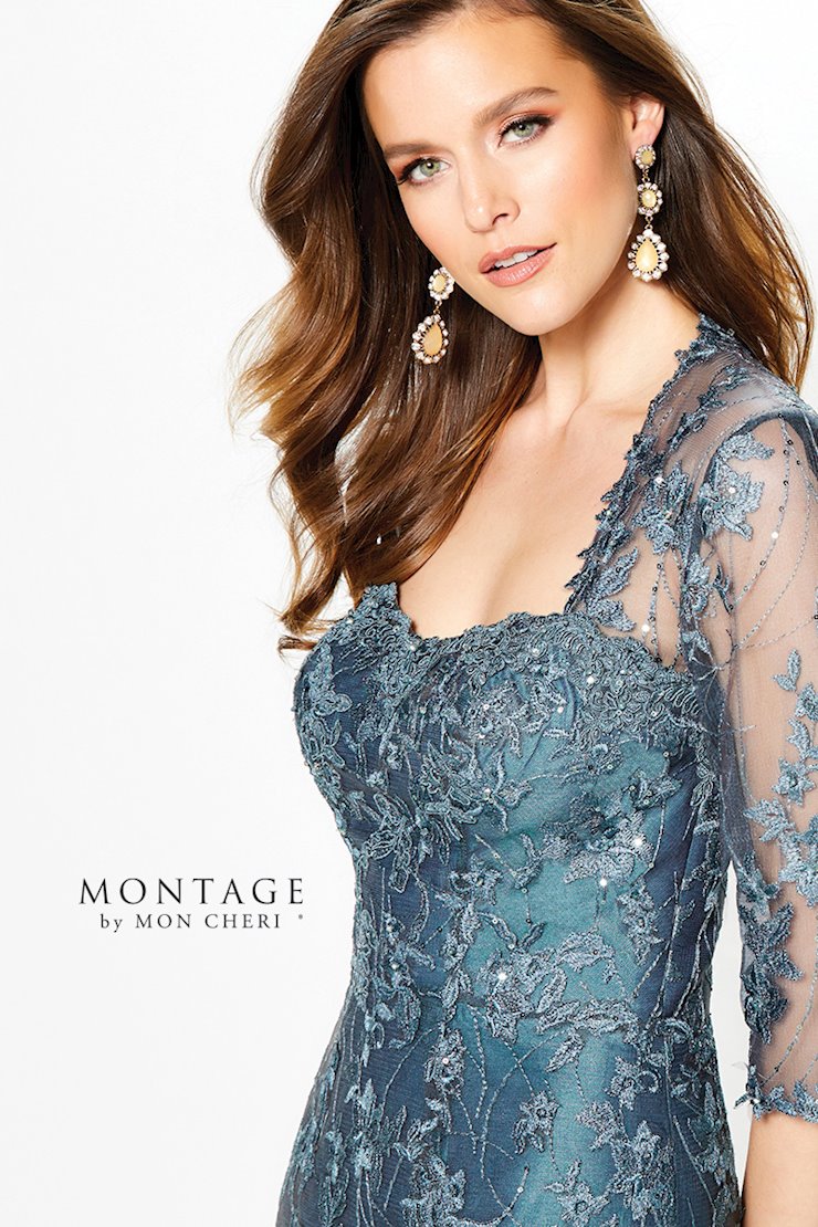 Montage 219979 Long Lace Formal Dress – Dusty Teal - view 5