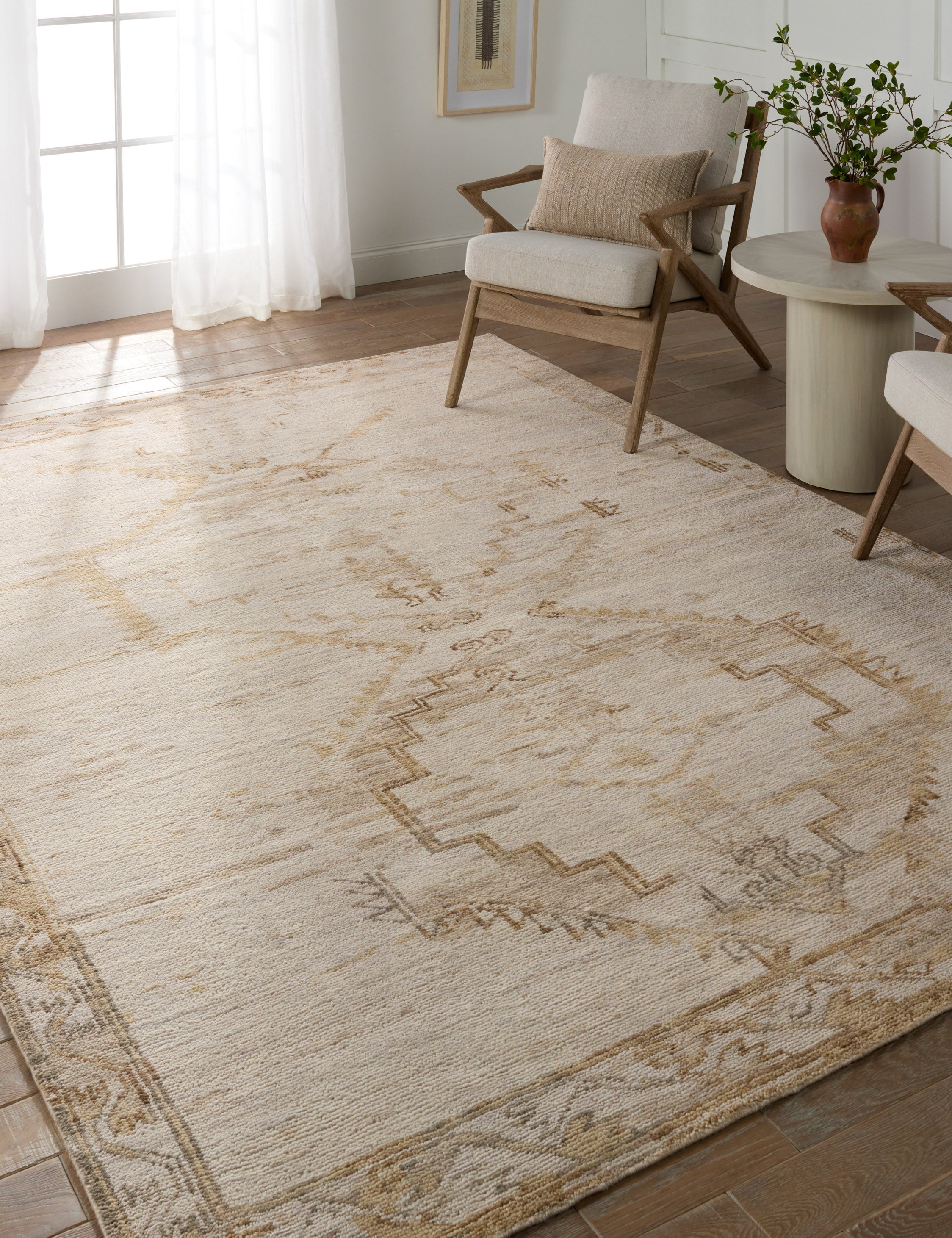 Lulu and Georgia Damla Wool Rug – Beige and Cream - view 2