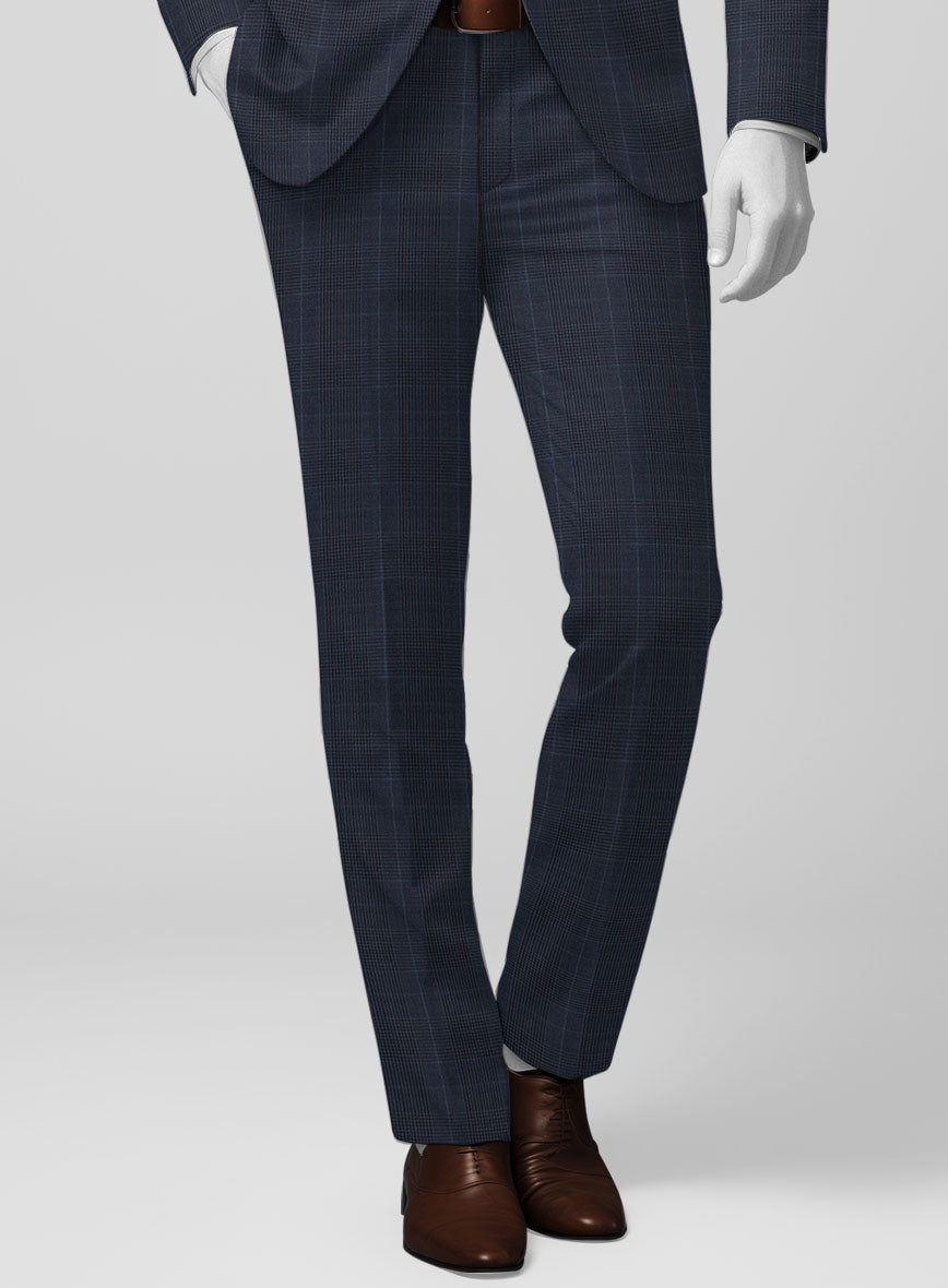 StudioSuits Napolean Canzo Glen Dark Blue Wool Pants - view 2