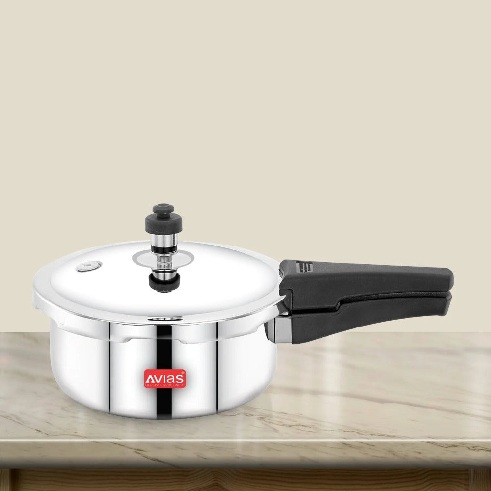 AVIAS Riara Premium Stainless Steel Tri-Ply Pressure Cooker With Outer Lid | Gas & Induction Compatible | Silver - view 3