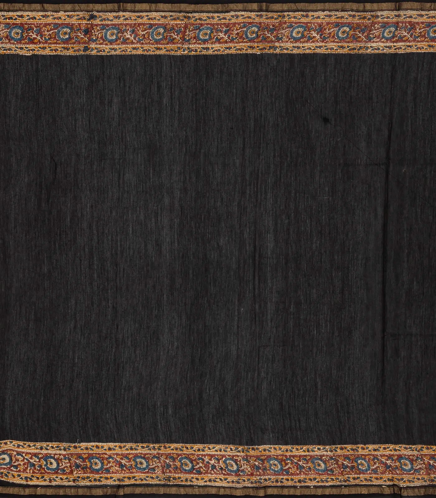 RmKV Black Handloom Chanderi Cotton Saree With Printed Floral Vine Motif - view 4
