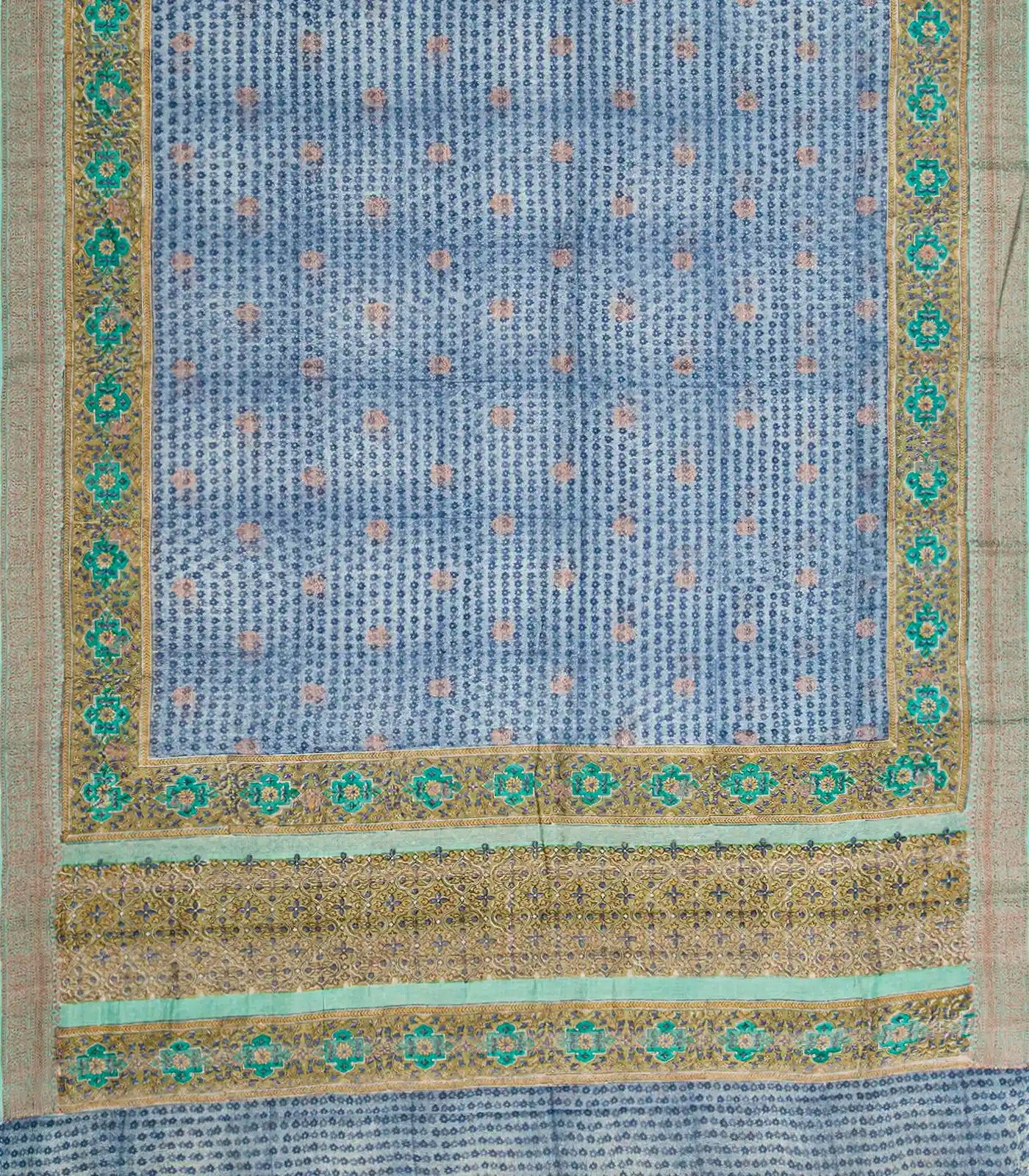 RmKV Light Blue Chanderi Cotton Saree Printed With Floral Motifs & Buttas-Light Blue - view 2