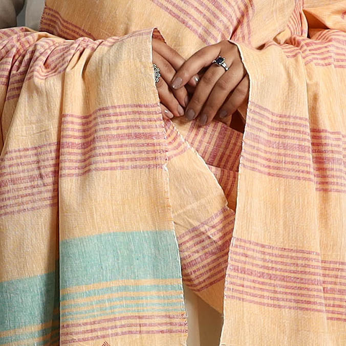 KACHCHH JI CHHAAP Beige - Organic Kala Cotton Kutch Weave Pure Handloom Dupatta - view 4