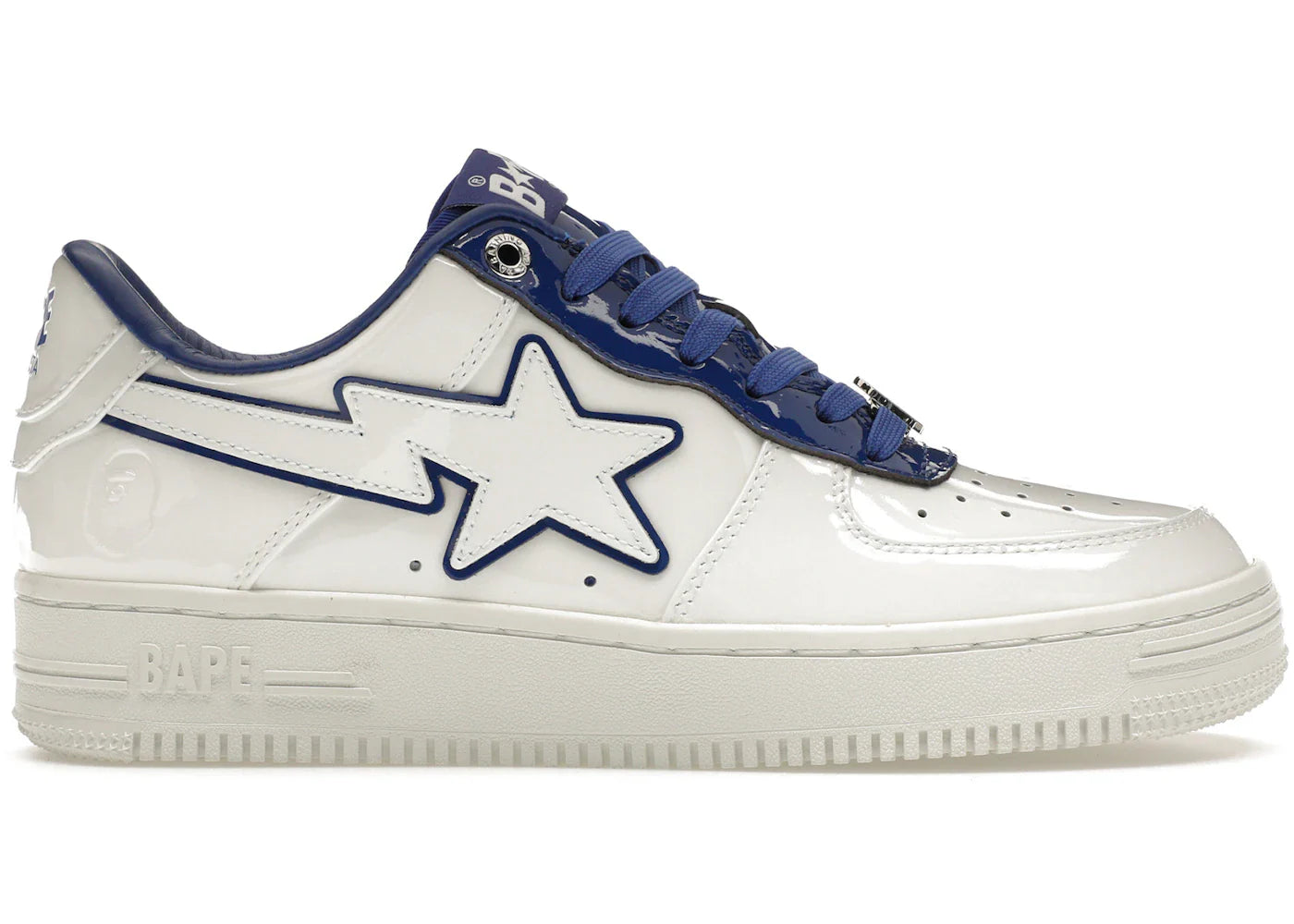 A Bathing Ape Bape Sta Patent Leather White Blue