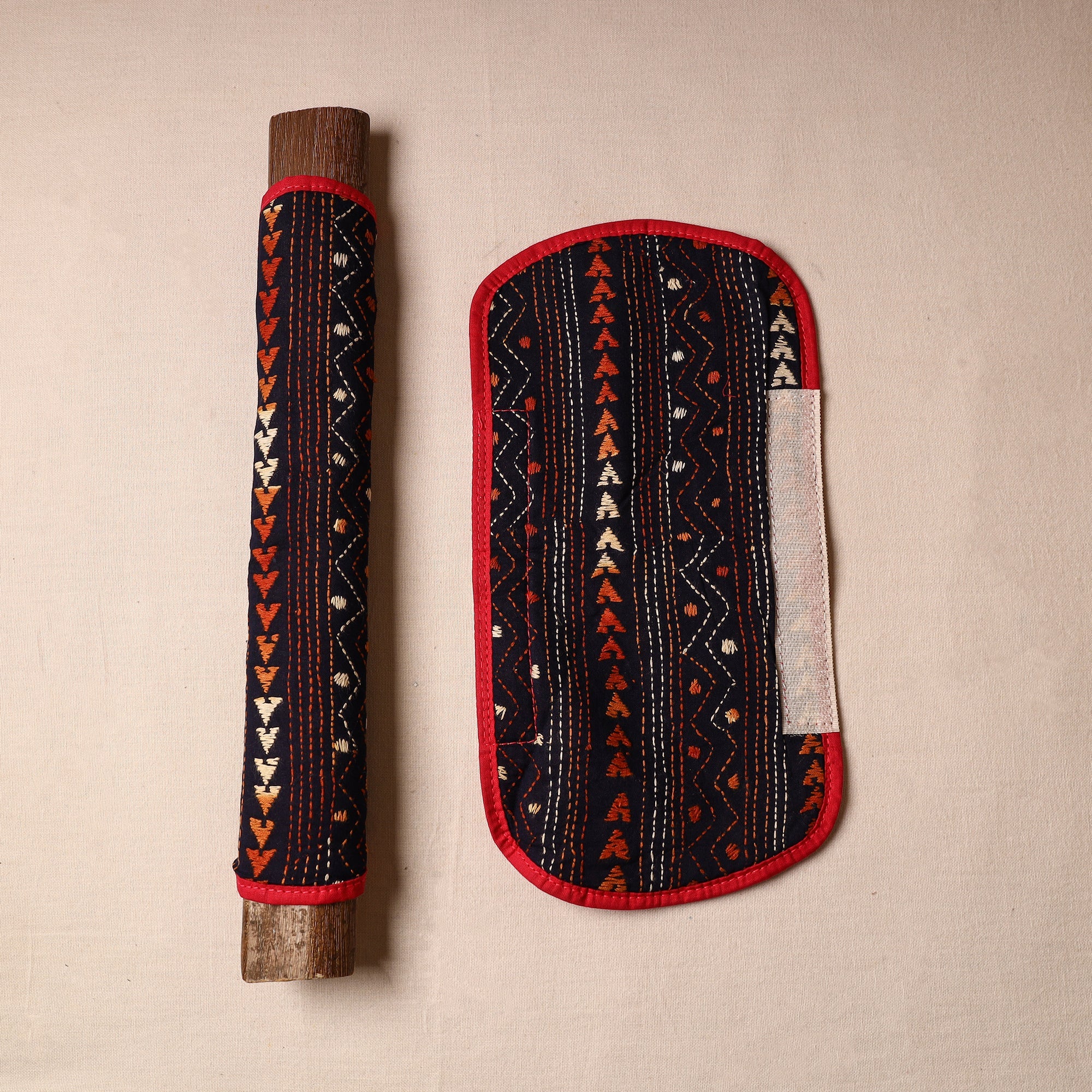 ASALKAAR Bengal Kantha Work Handmade Fridge Handle Cover (Set of 2) 48