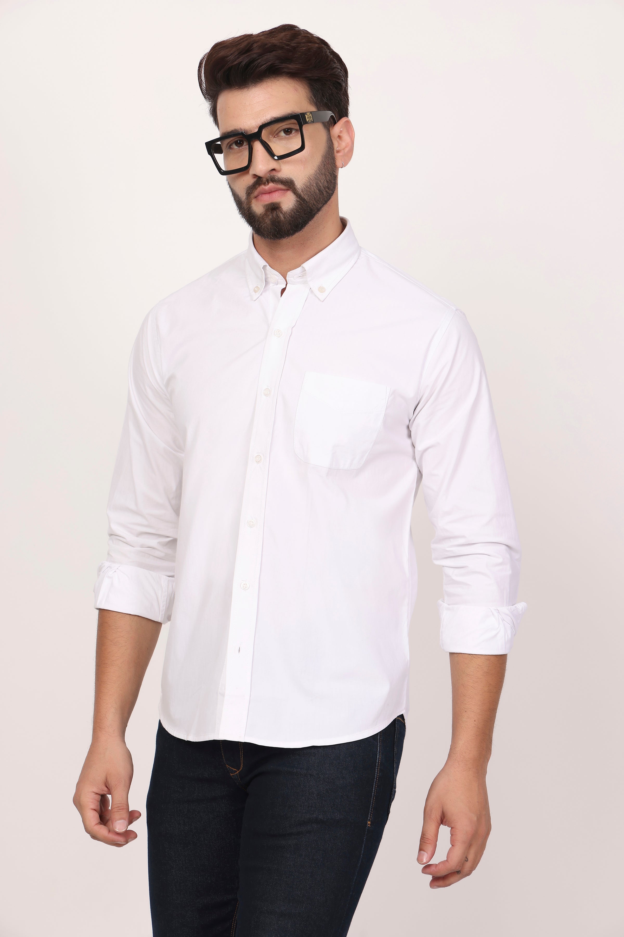 BlackTree New White Down Button Casual Shirt I 100% Cotton Twill