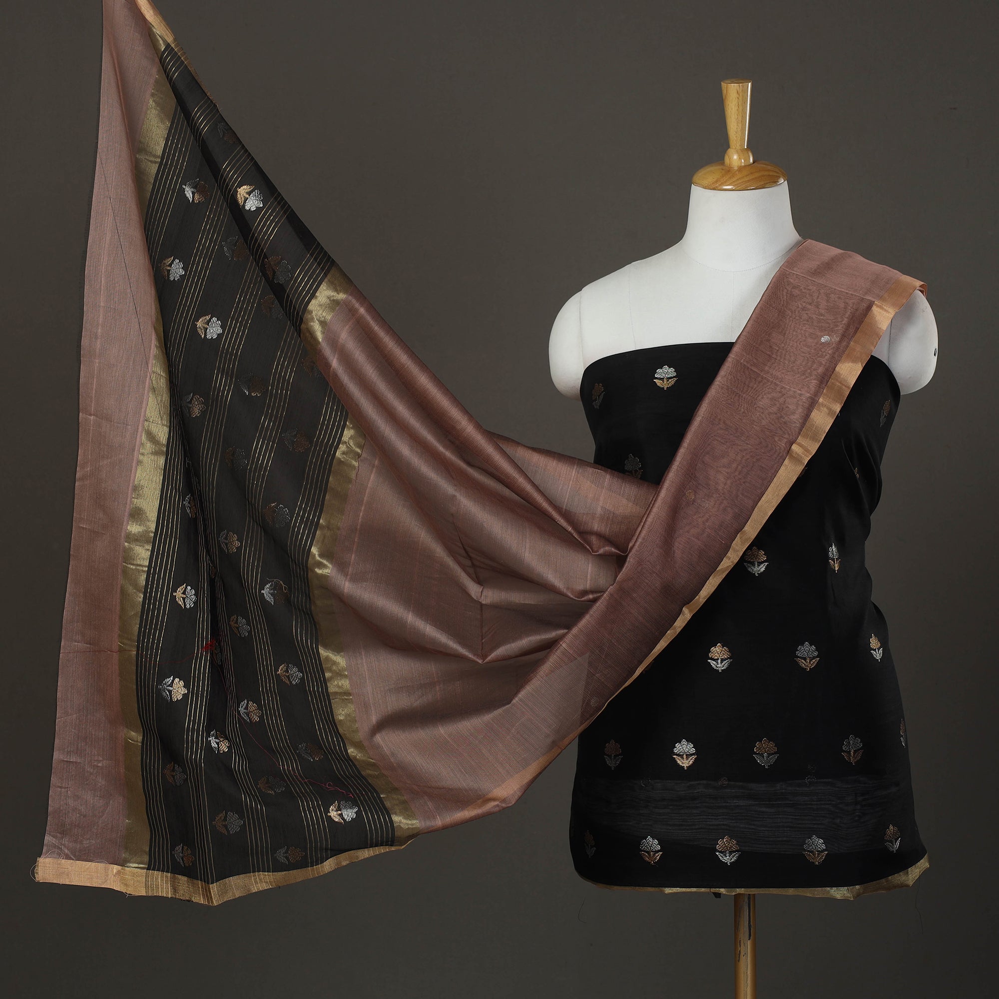 CHANDERI BY RAUPH KHAN 2pc Zari Buti Handloom Chanderi Silk Dress Material 15