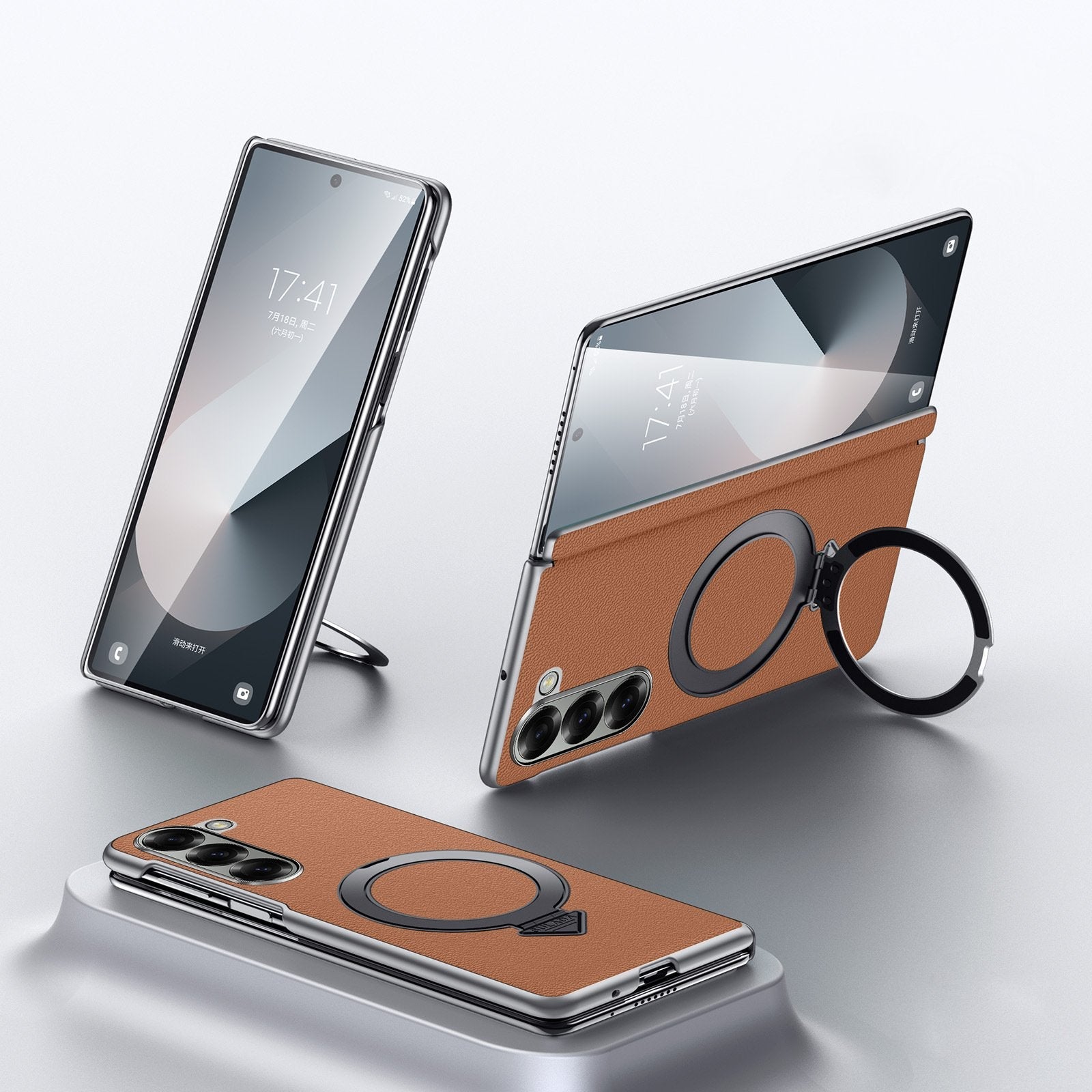 Million Cases Galaxy Z Fold Series Infinity Luxe Leather Kickstand Case - view 2
