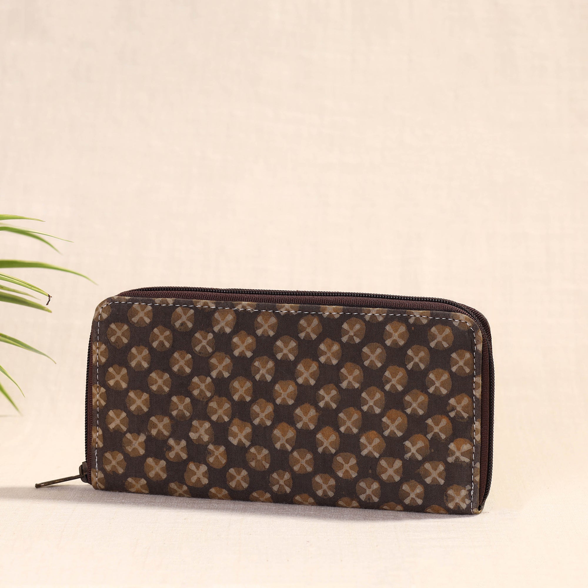 ITOKRI CRAFTS INITIATIVE Brown - Handcrafted Block Printed Fabric Clutch Wallet