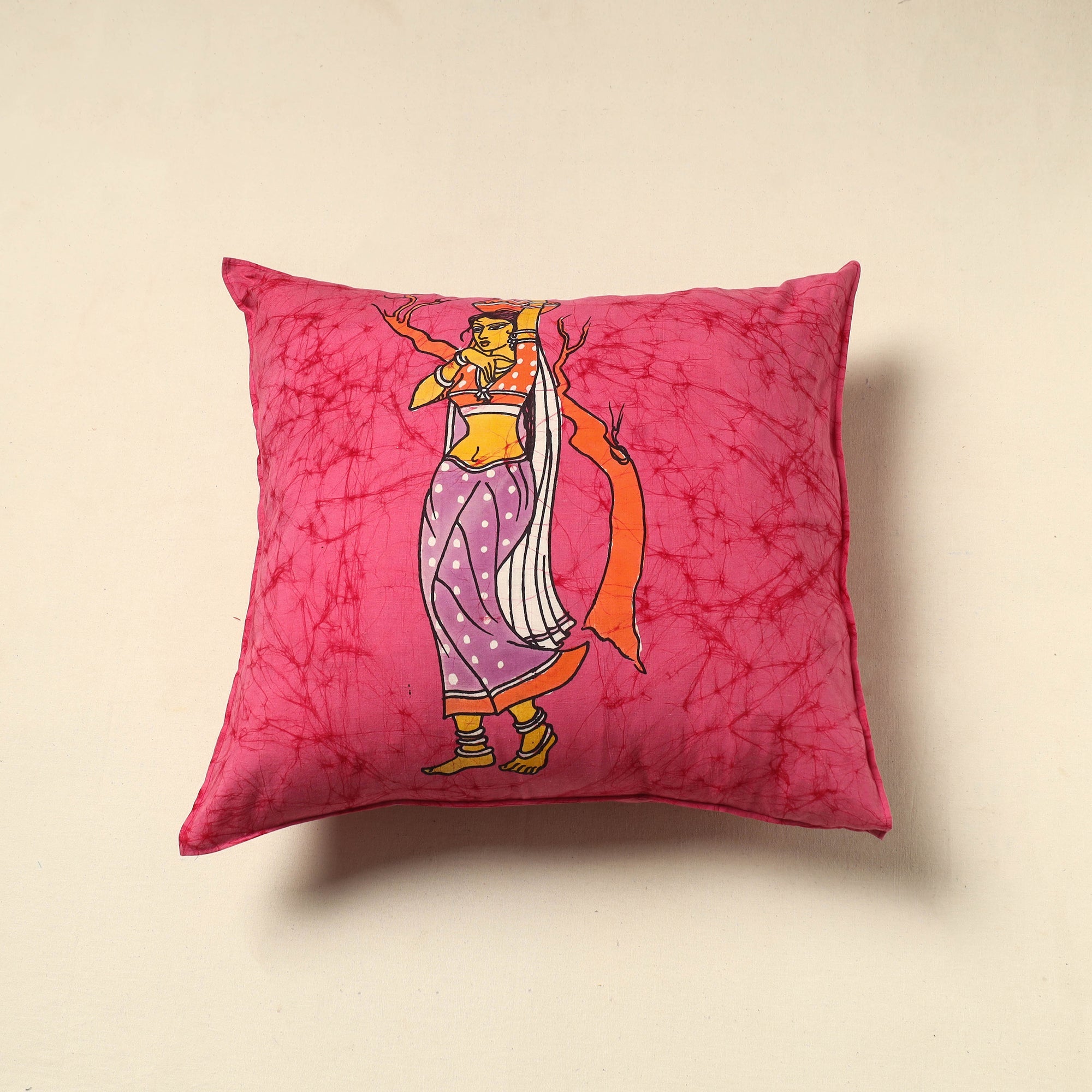 KACHCHH JI CHHAAP Pink - Pure Cotton Hand Batik Cushion Cover (18 x 18 in) 66