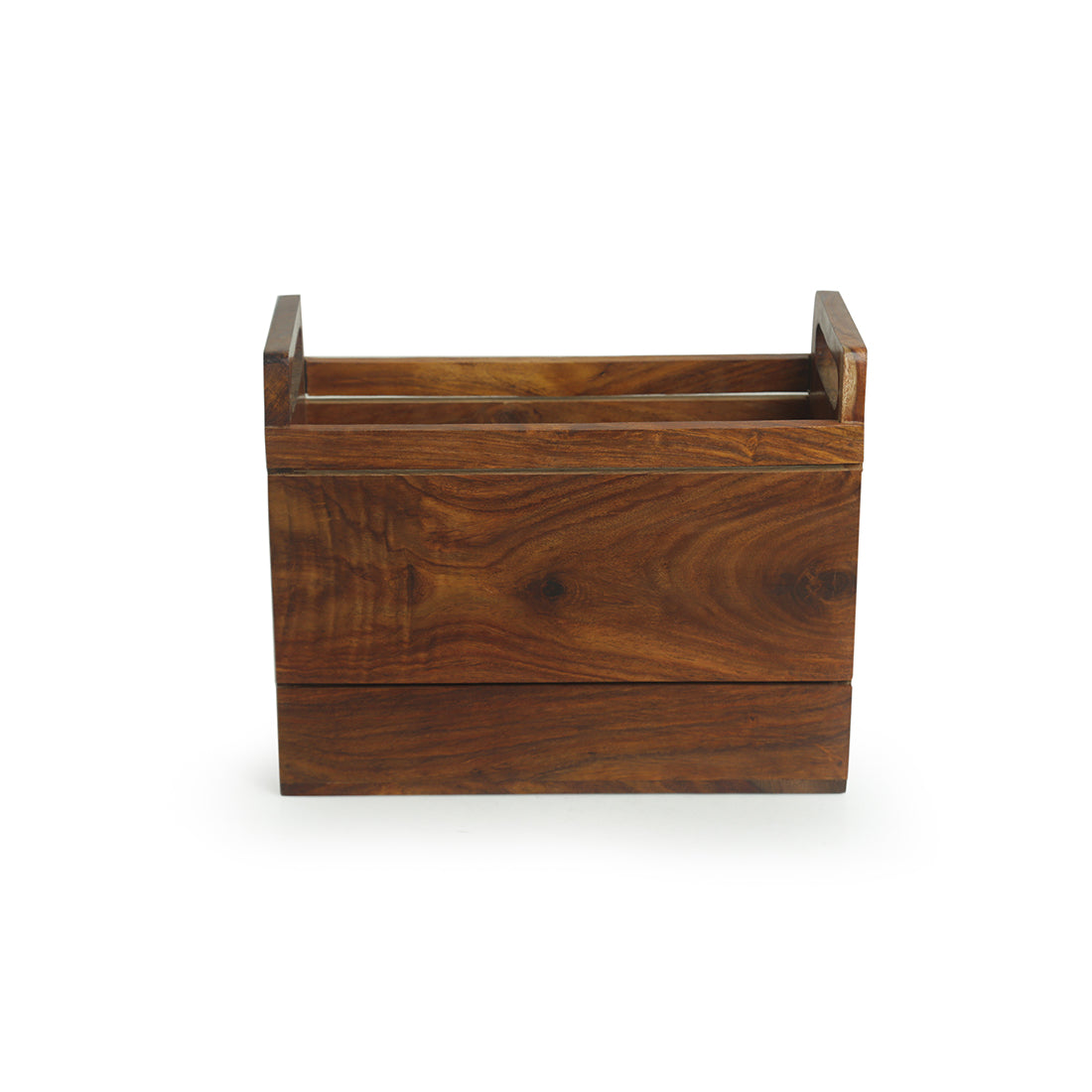 EXCLUSIVELANE 'The Elephant Warriors' Hand Carved Table Magazine Stand In Sheesham Wood - view 5