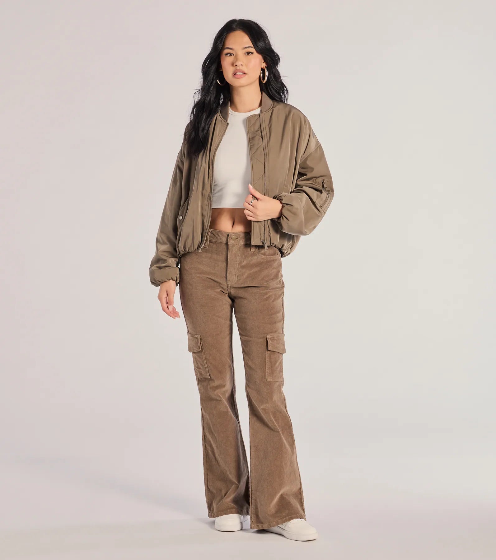 Windsor Effortless And Cool Corduroy Cargo Flare Pants
