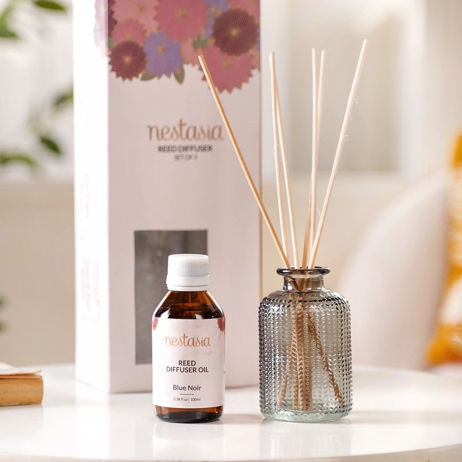 Nestasia Ebony Spice Reed Diffuser Gift Set Of 3