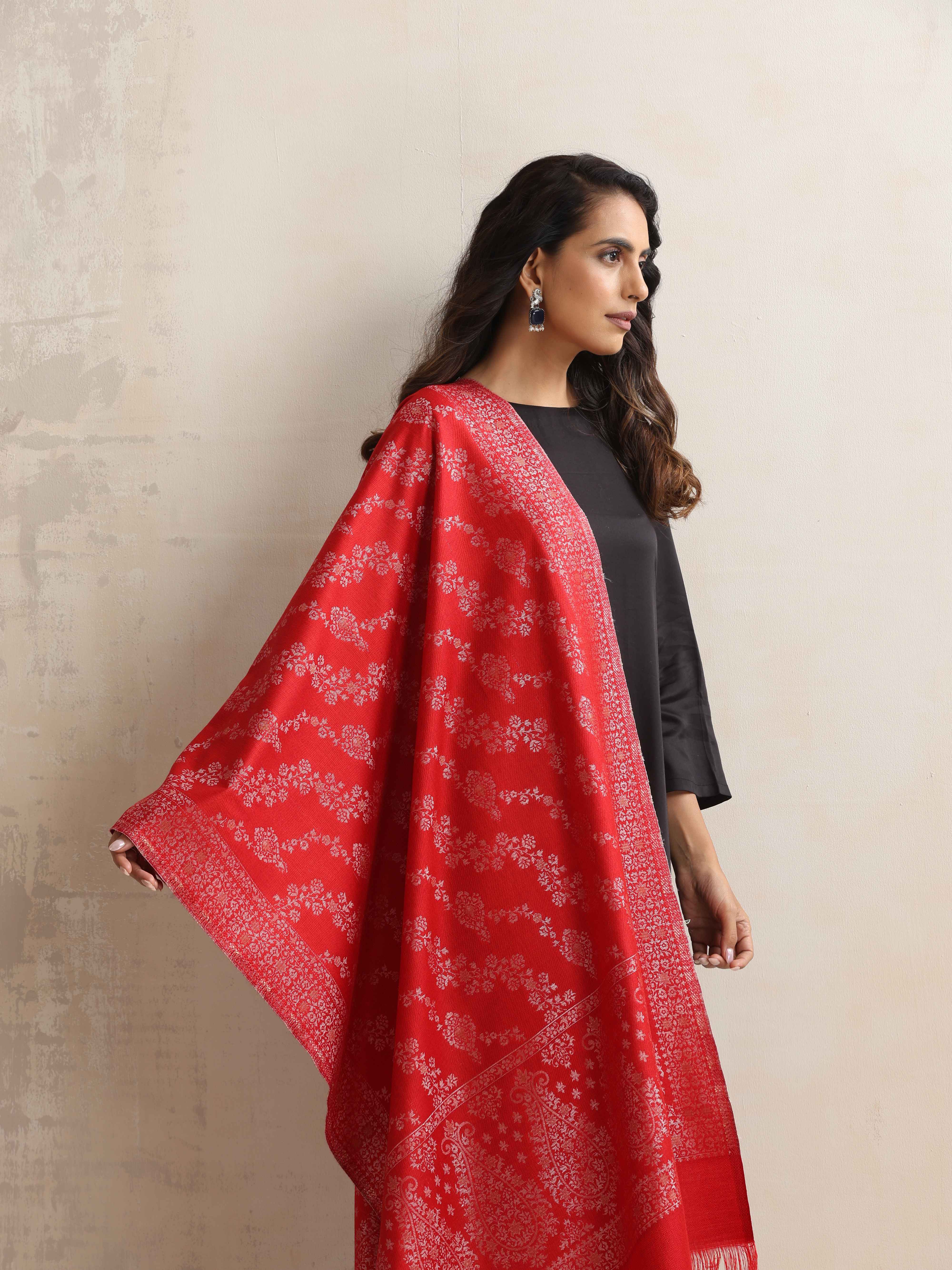 trueBrowns Red Woollen Stole - view 2