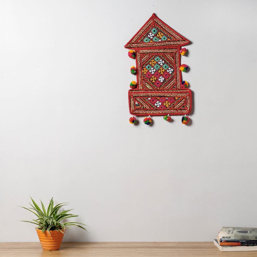 KACHCHH JI CHHAAP 2 Pockets - Mirror Work Kutch Hand Embroidered Wall Hanging Letter Holder