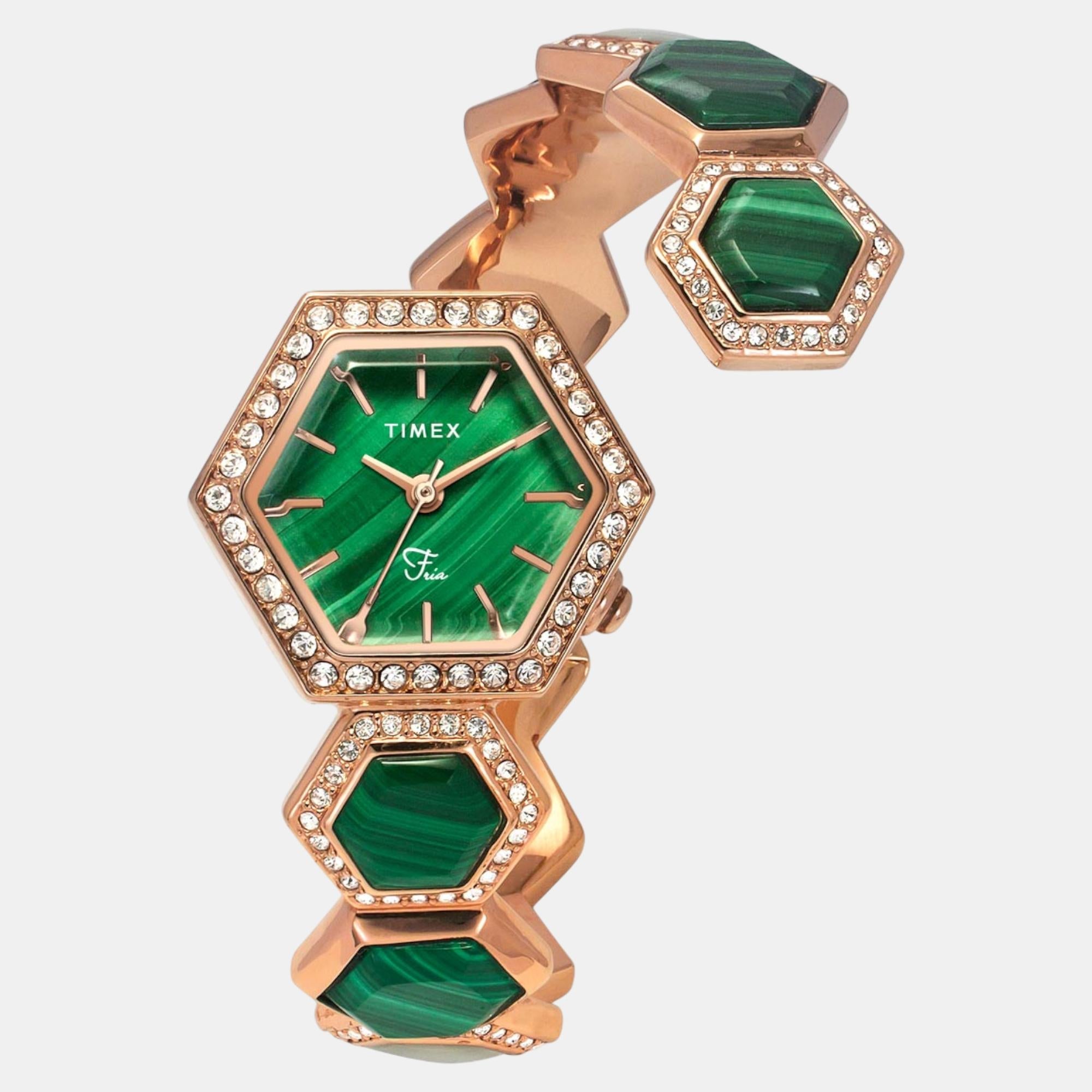 Timex Fria Women Quartz Green Dial Analog Brass Watch TWEL17901