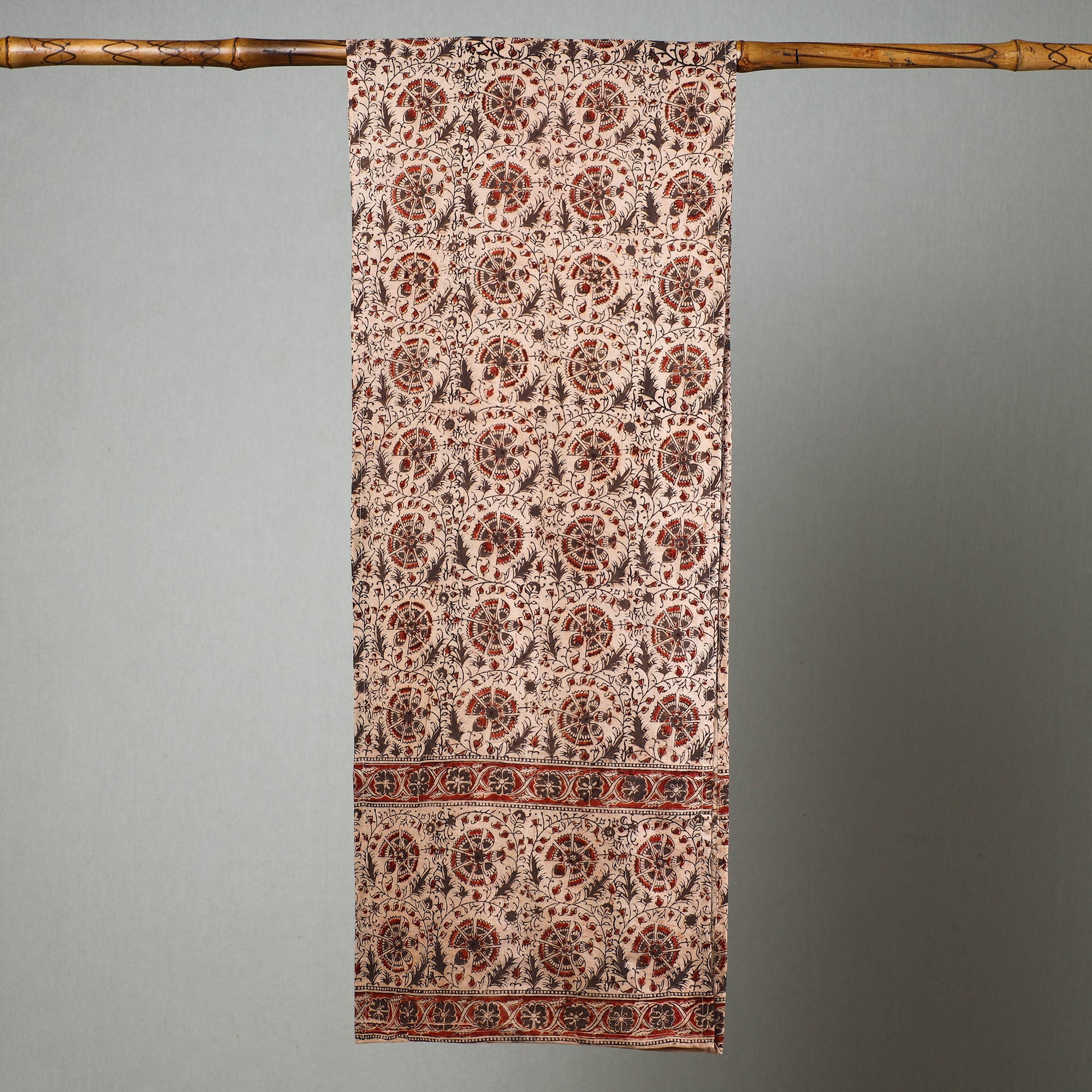 PITCHUKA SRINIVAS KALAMKARI PEDANA Beige - Pedana Kalamkari Block Printed Natural Dyed Cotton Stole 12 - view 2