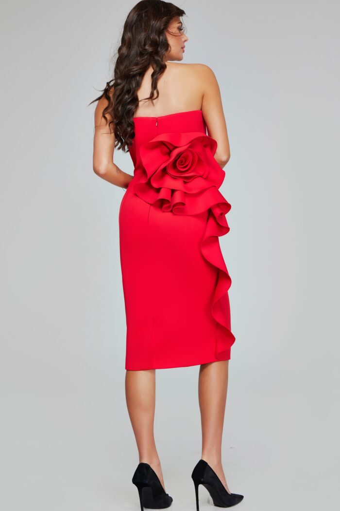 Jovani 40097 Short Fitted Rosette Cocktail Dress - view 2