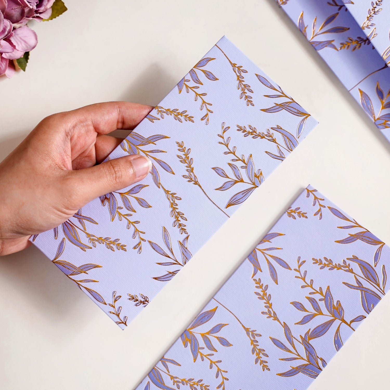 Nestasia Lavender Leaf Paper Money Envelope For Weddings Set Of 12 - view 3