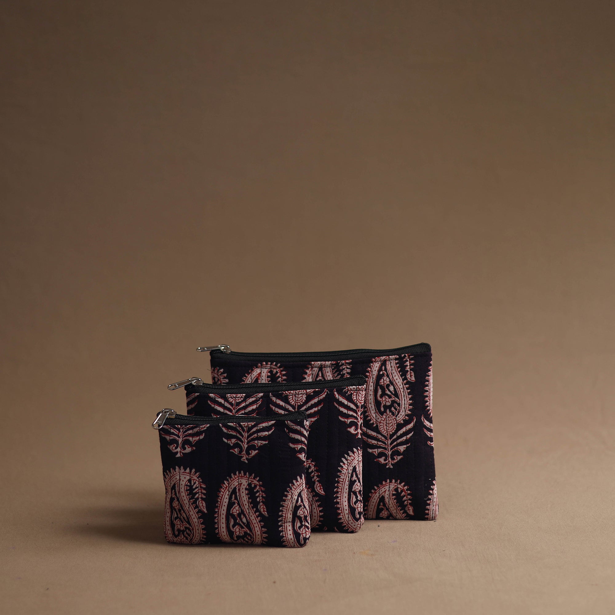 NOORI BAZAR Black - Handmade Cotton Multipurpose Utility Pouches (set of 3) 28