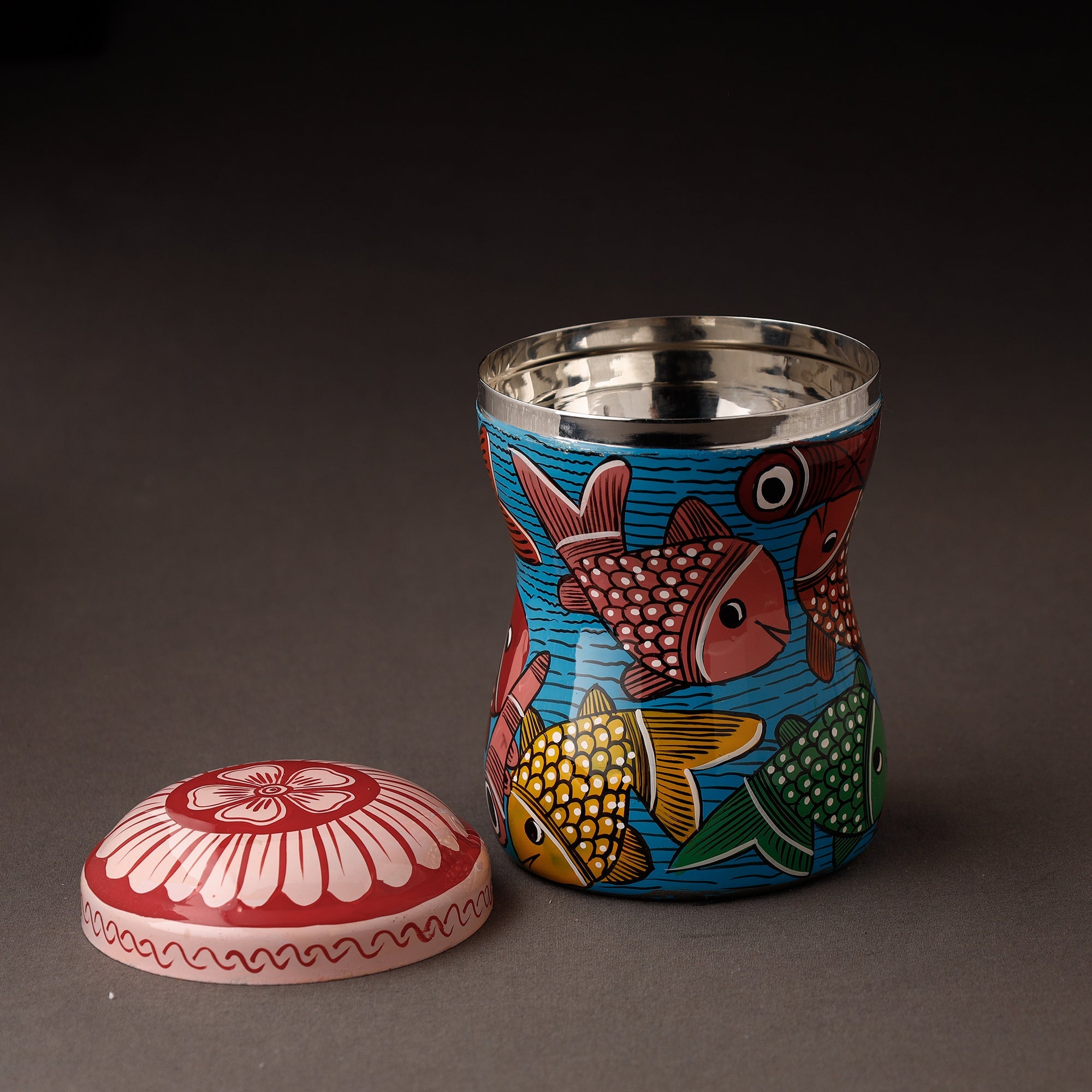 AAYAAS Bengal Patua Handpainted Stainless Steel Multi Utility Container - view 2