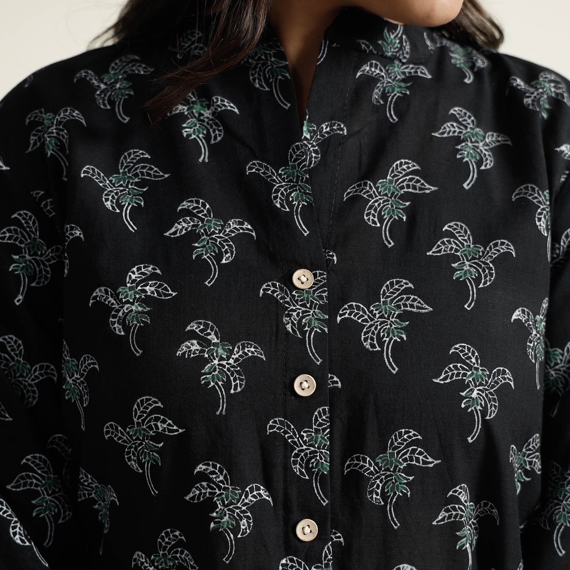 ITOKRI CASUALS Black - Block Print Handwoven Cotton A-Line Mangalagiri Kurta 15 - view 4