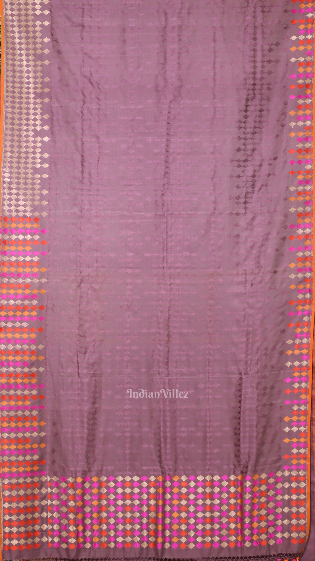 IndianVillèz Exclusive Lavender Satin Banarasi Saree - view 2