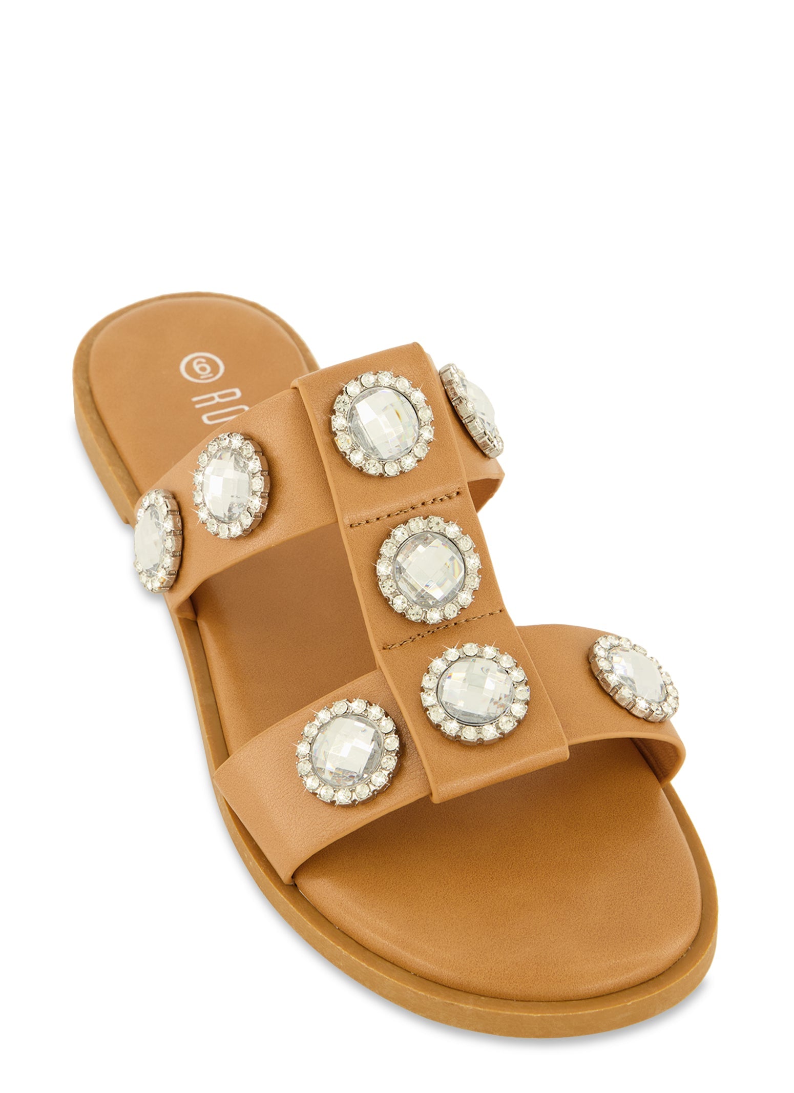 Rainbow Shops Gemstone Embellished Slide Sandals