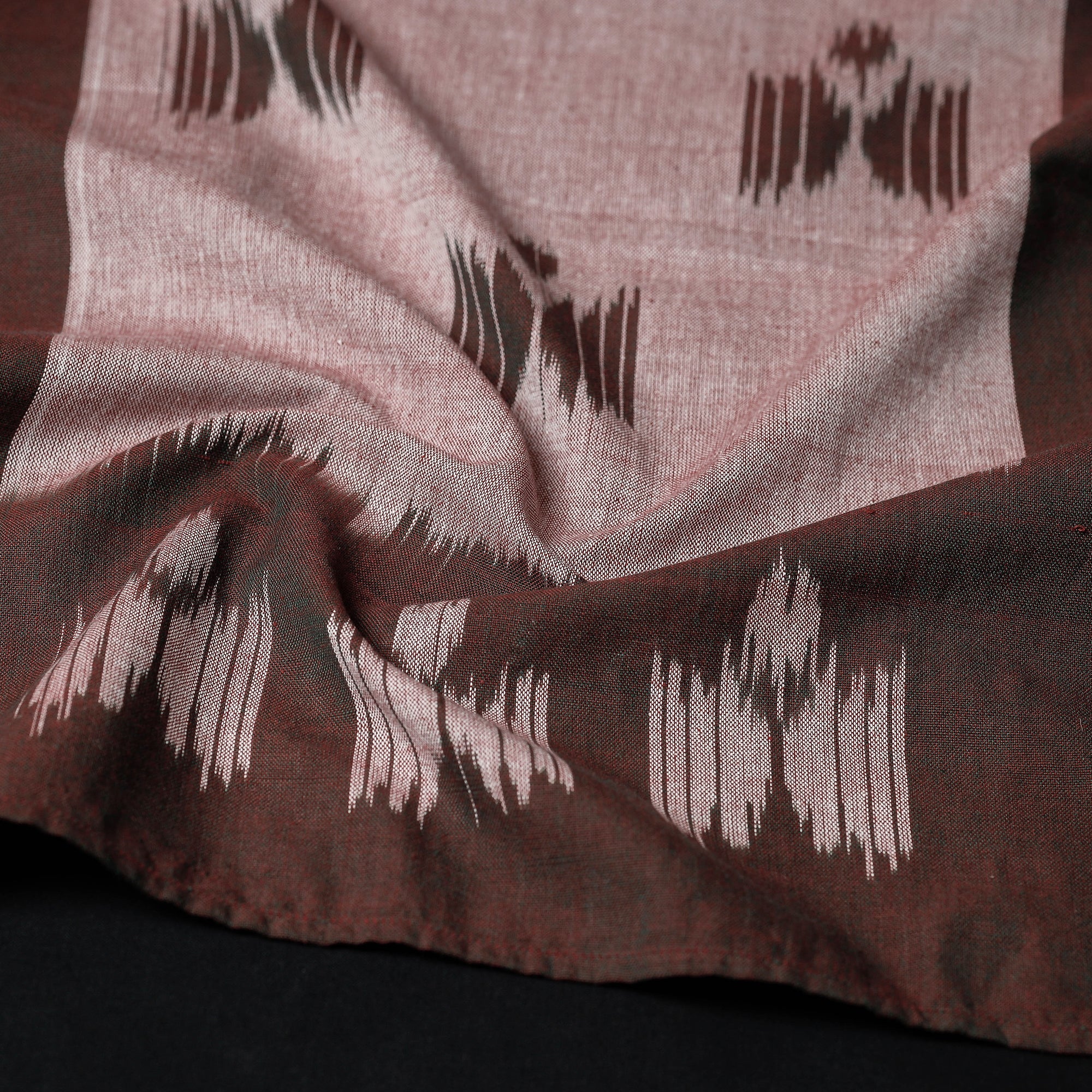 IKAT WEAVES BY EDEM CHANDANA Brown - Handloom Cotton Pochampally Ikat Stole - view 2