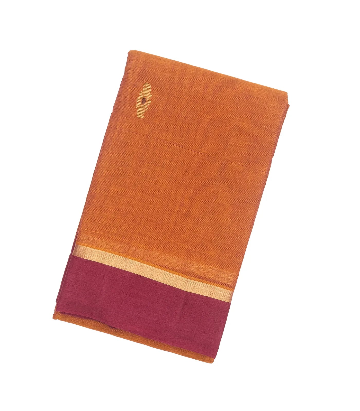 RmKV Orange Handloom Village Cotton Saree With Floral Buttas