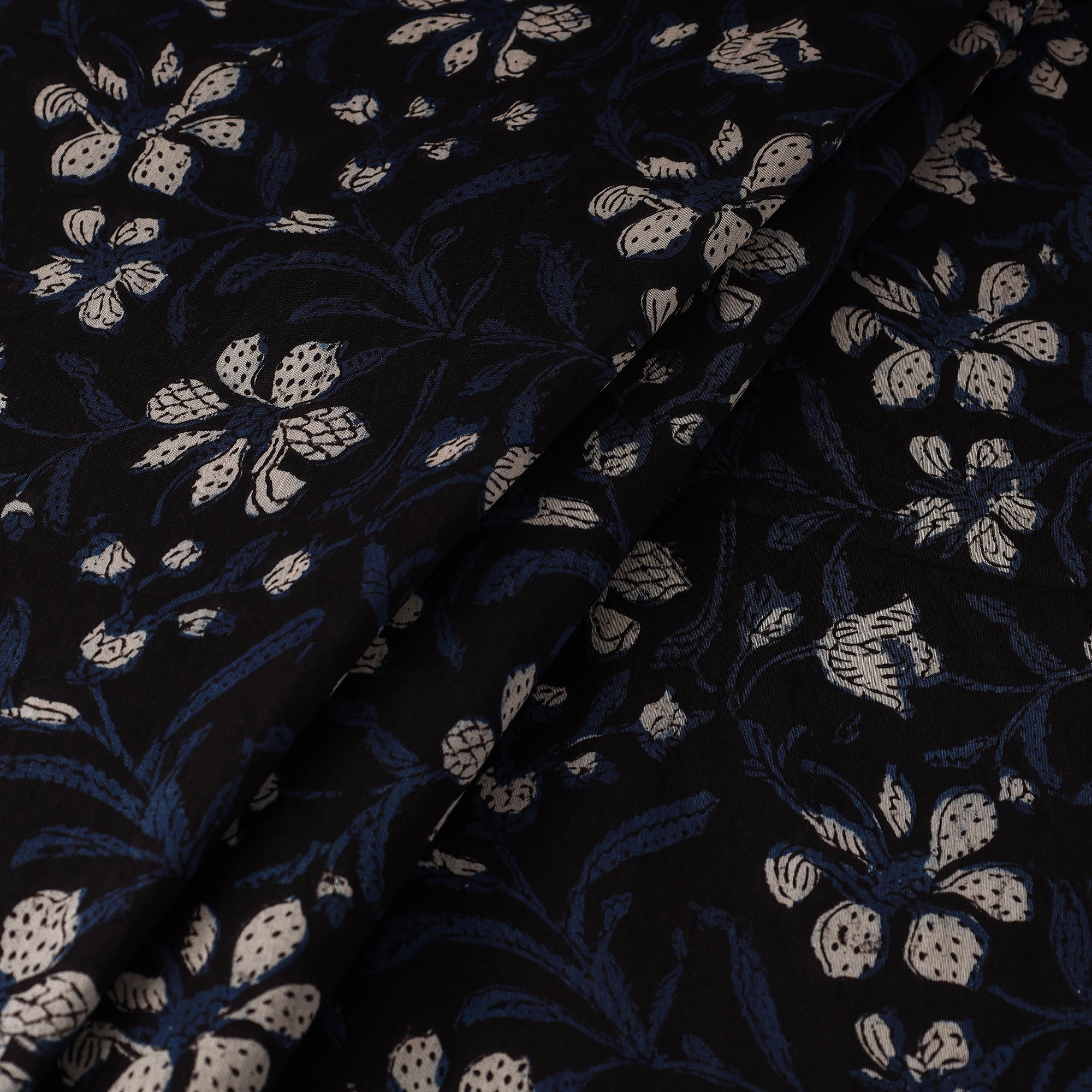 HAVELI CHRONICLES Black - Hand Block Print Chanderi Silk Jahota Fabric 09 - view 2