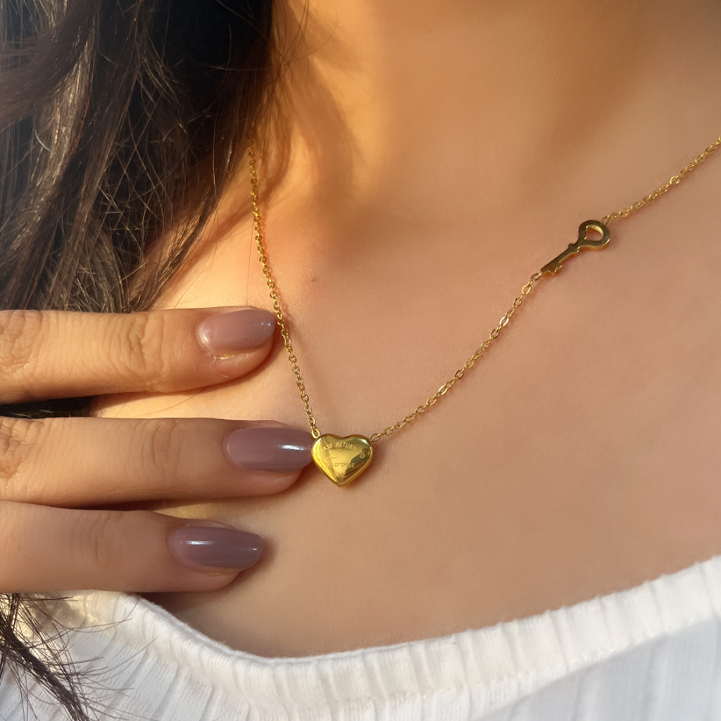 Branta Golden Heart and Key Necklace - view 2